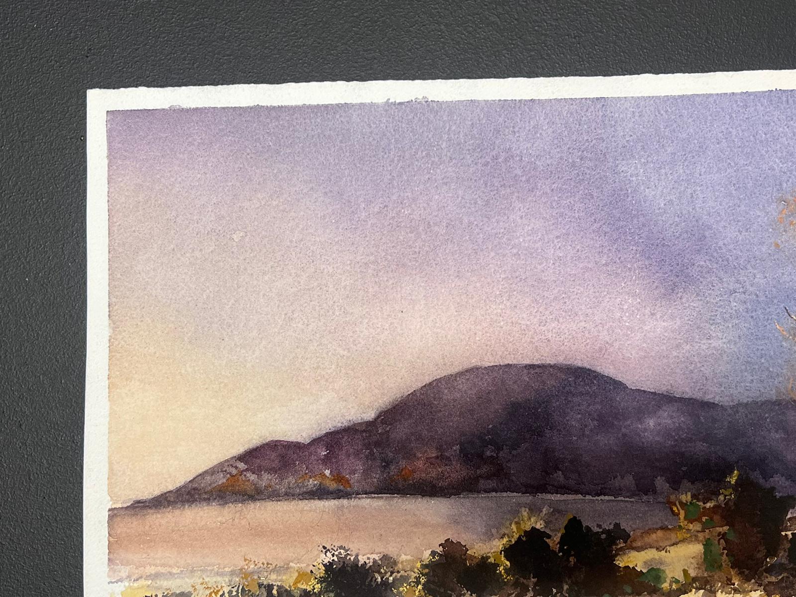 Feiner britischer original impressionistischer Aquarell- Küstenabschnitt mit Coastal Estuary (Impressionismus), Painting, von Anthony Avery