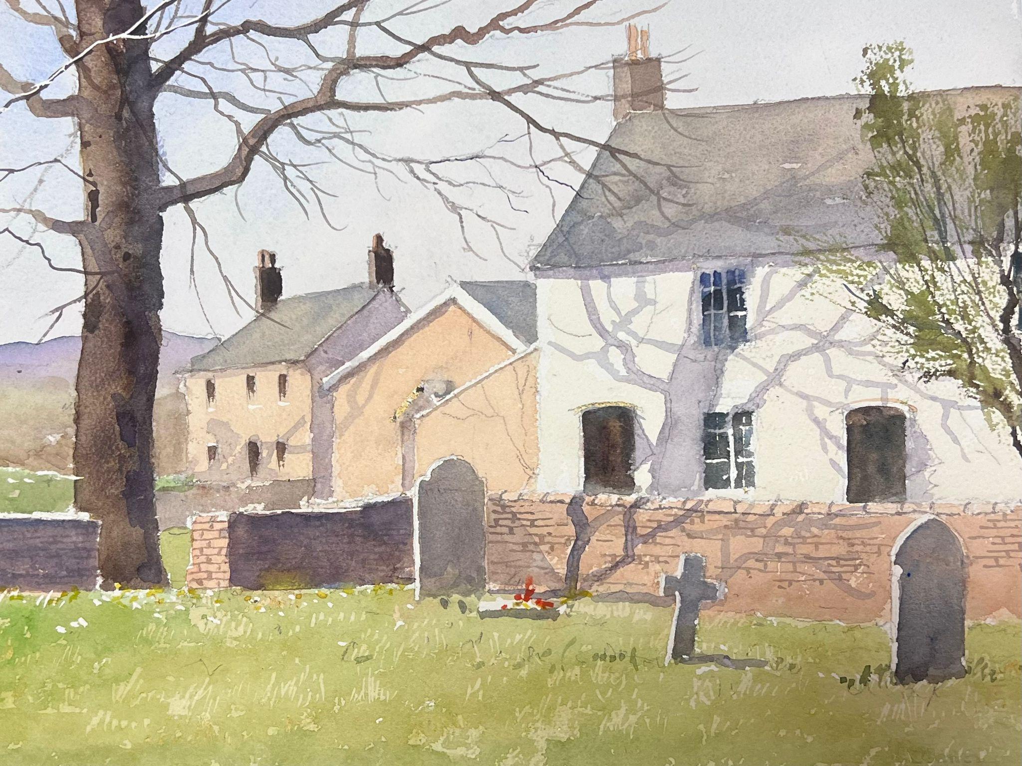 Anthony Avery Landscape Painting - Fine British Original Impressionist Watercolor Small Village Church Graveyard
