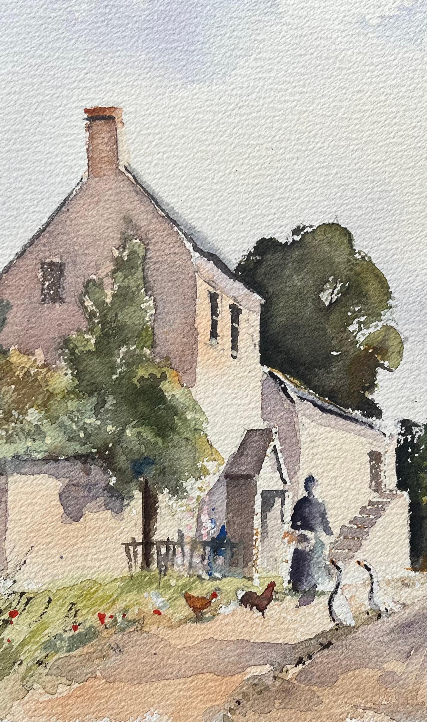 Title: Impressionist Watercolor of French Countryside Farmhouse with Chickens and Geese
by Anthony Avery (British 1946-2023)
Original watercolor on artists paper, unframed
Dimensions: 11 x 15.25 inches (Height x Width)
Signed: Yes
Condition: Good,