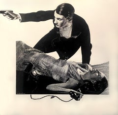 The Incident, britischer Künstler des 20. Jahrhunderts, Gemälde in Mischtechnik, signiert mit Craquelé-Kunstwerken