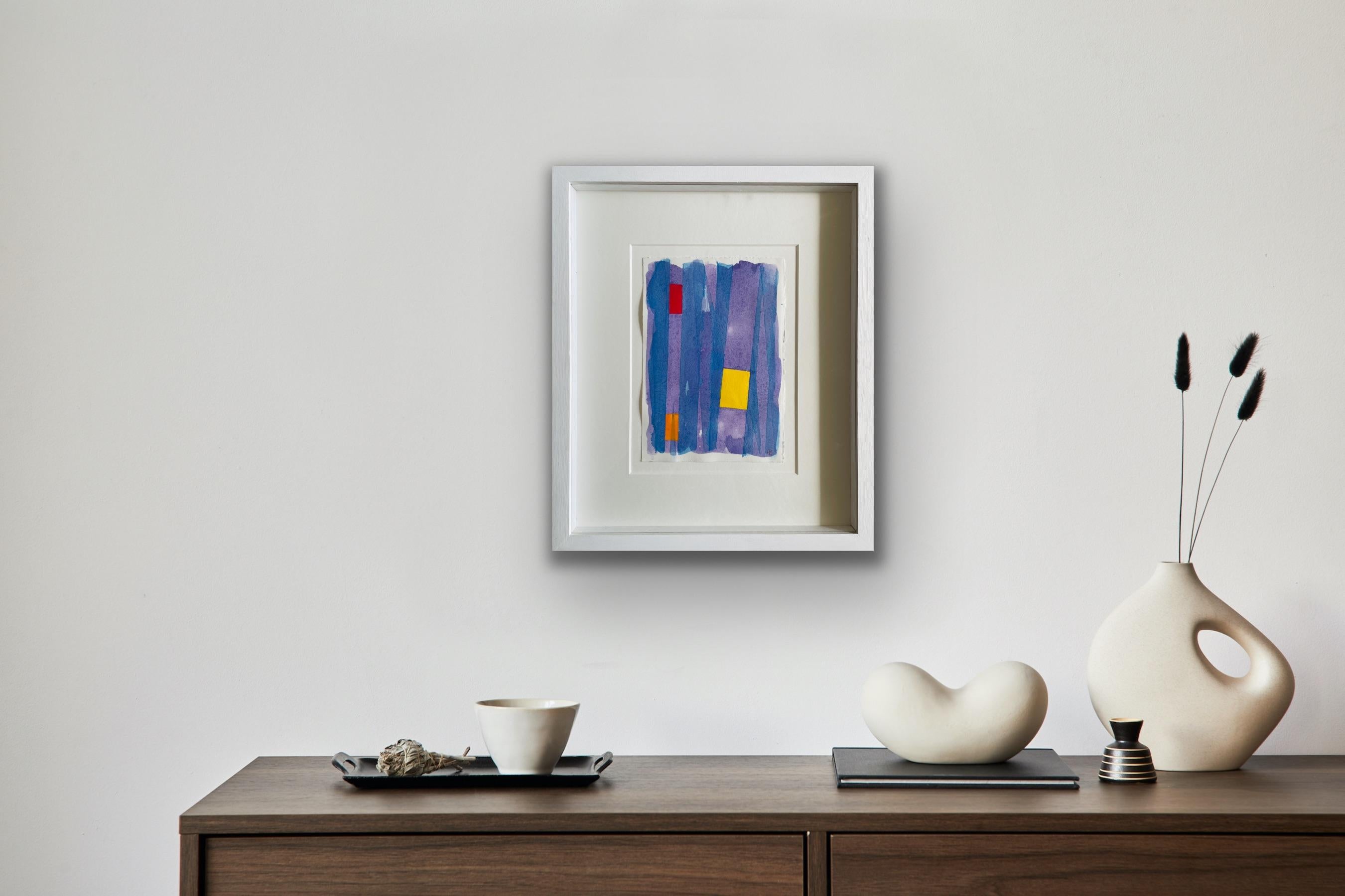 Pittura astratta artista quotato Royal Society Art Blu Viola Giallo Rosso Arancione 8