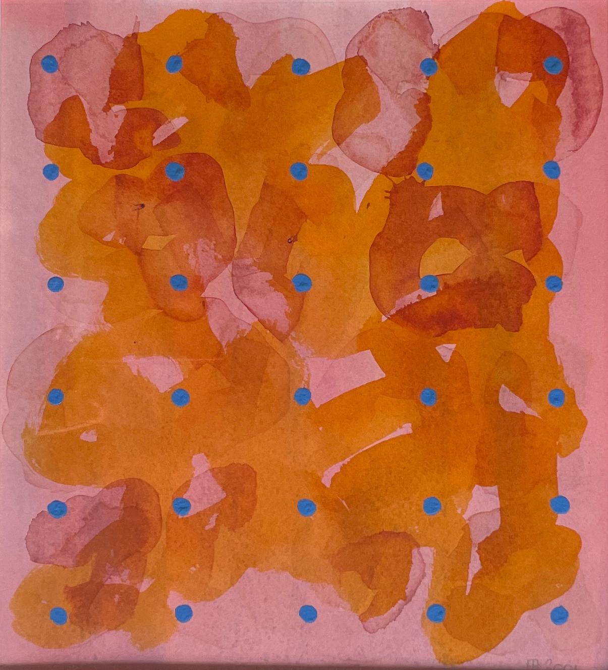 Abstraktes abstraktes Gemälde des Künstlers Royal Society Arts Blau Orange Rosa Musik Afrika
