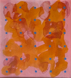 Abstraktes abstraktes Gemälde des Künstlers Royal Society Arts Blau Orange Rosa Musik Afrika