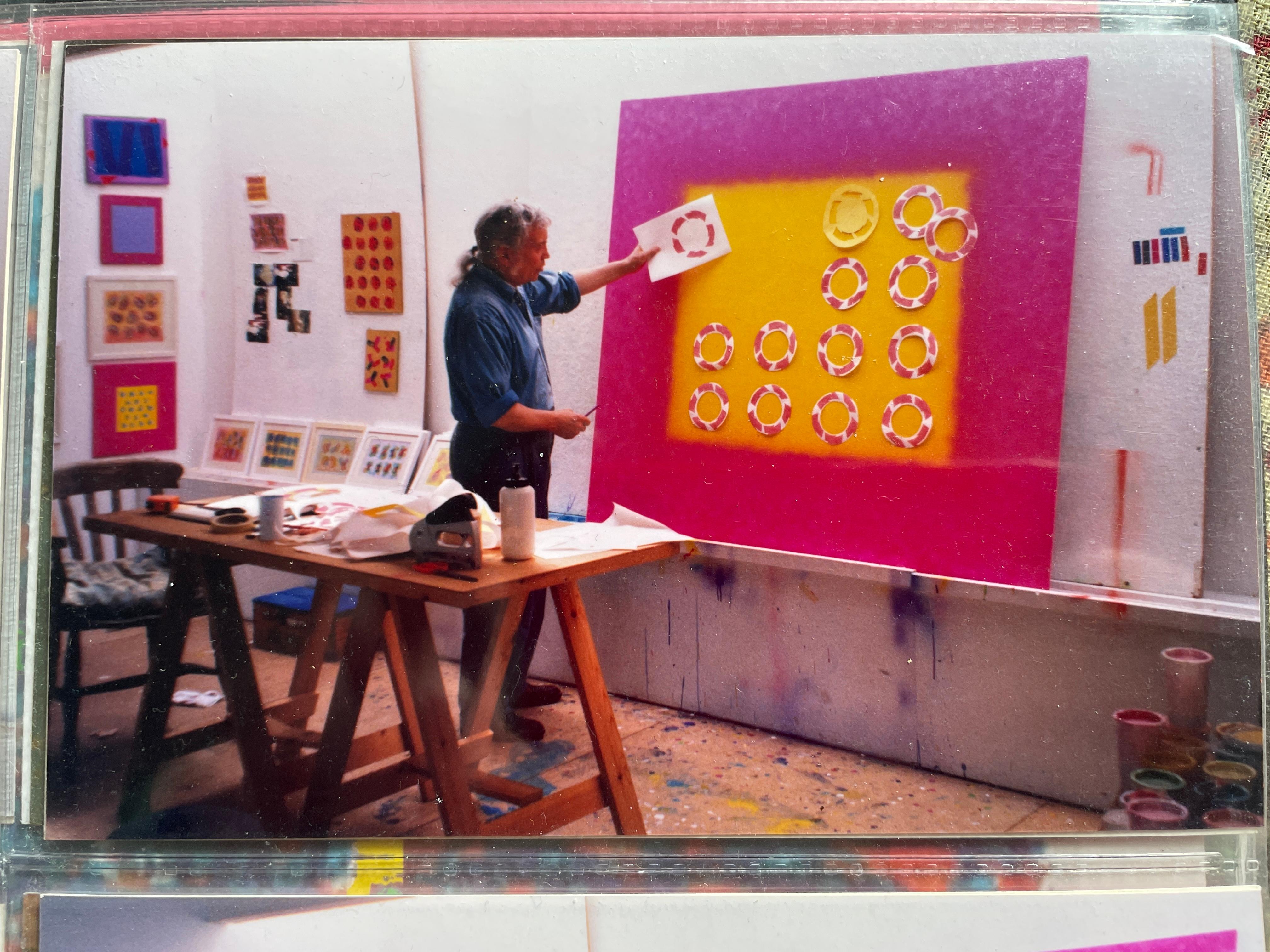 Pittura astratta artista quotato Royal Society Arts Rosa Blu Rosso Arancione Africa 5