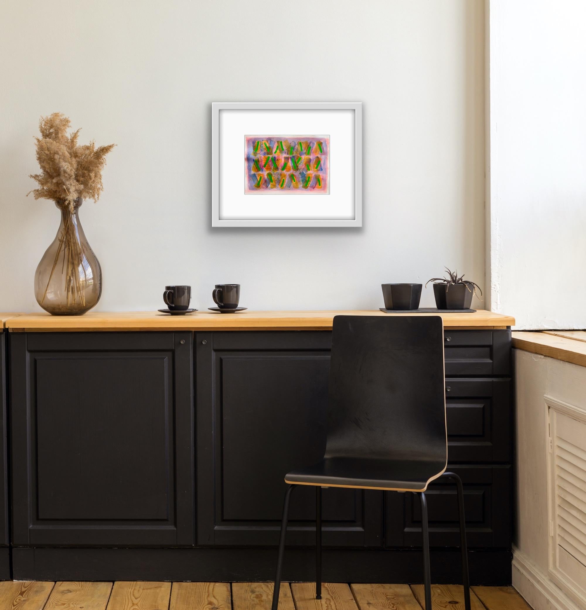 Abstract painting listed artist Royal Society Arts Purple Green Orange Africa 10