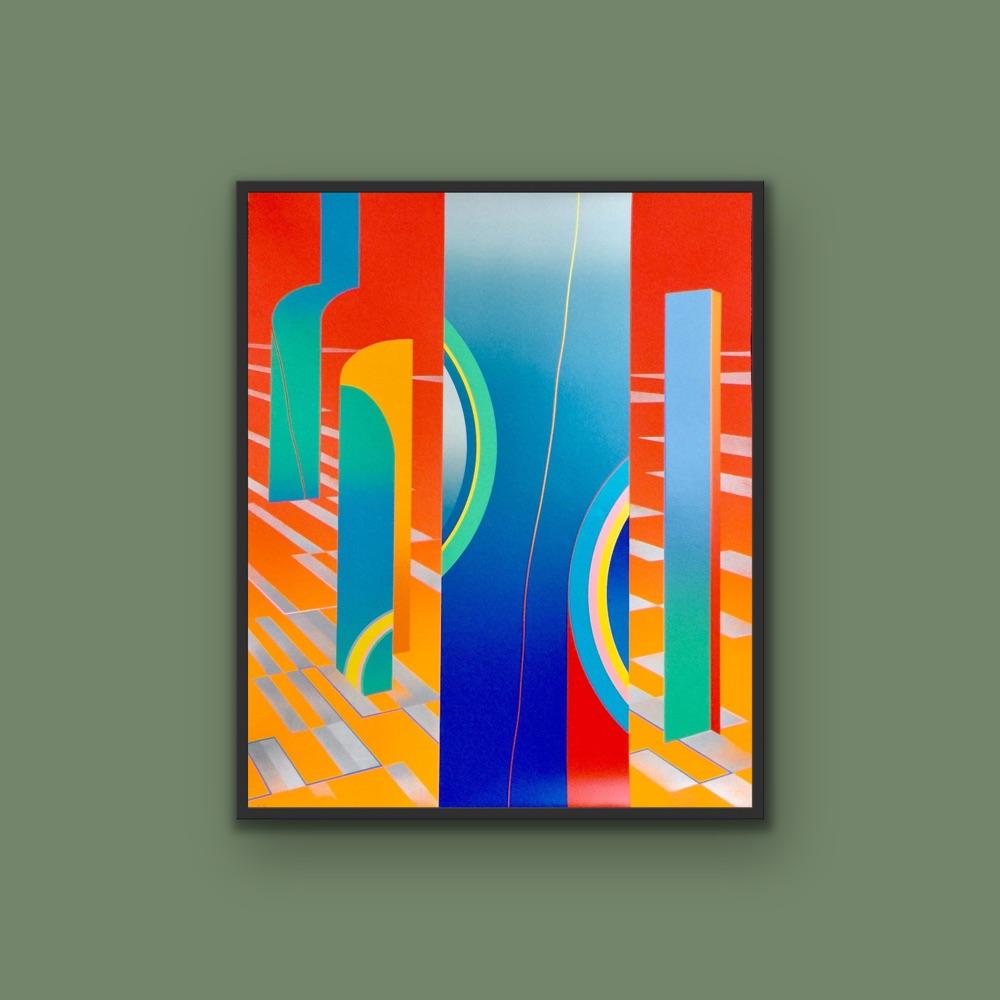 Collectors Limited Edition 1980's warm colourful abstract geometric graphic 1 For Sale 7