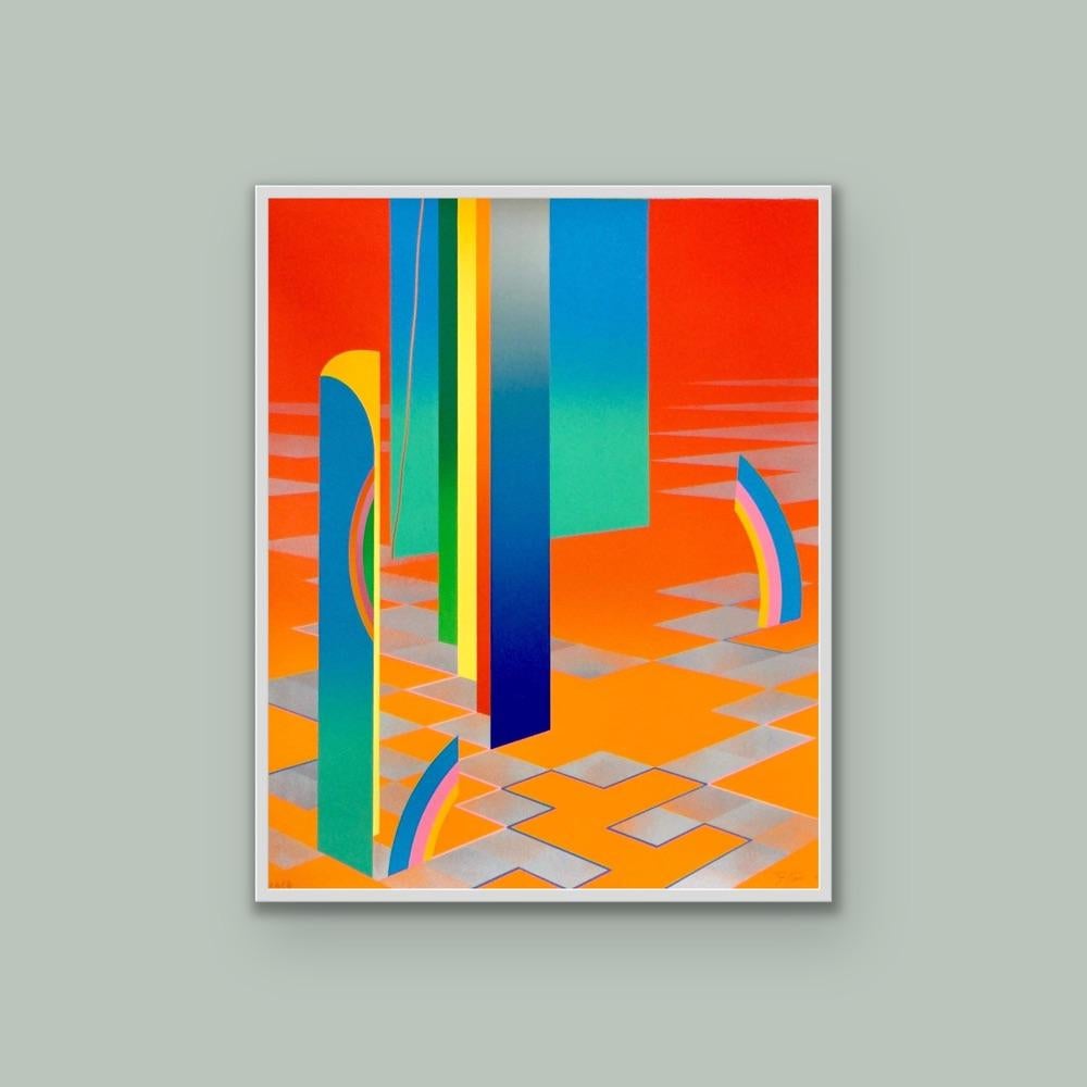 Collectors Limited Edition 1980's warm colourful abstract geometric graphic 2 For Sale 4