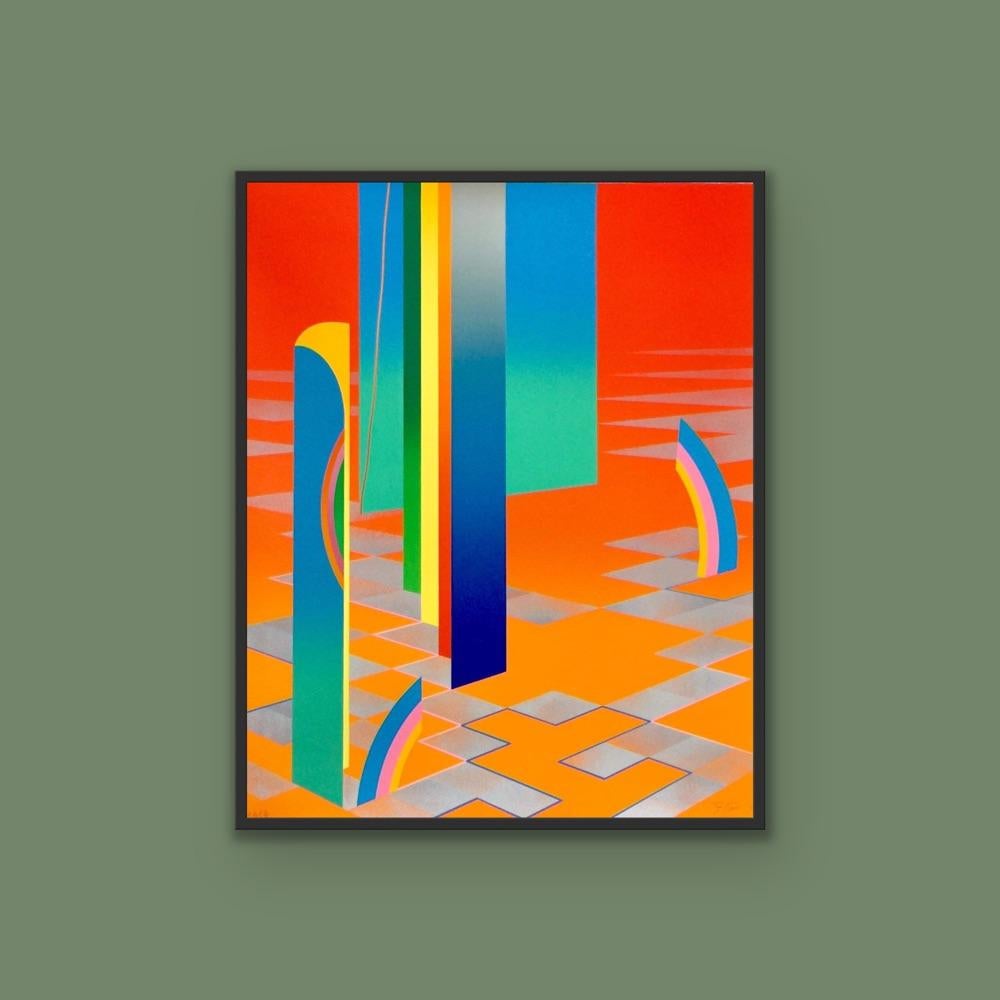 Collectors Limited Edition 1980's warm colourful abstract geometric graphic 2 For Sale 5