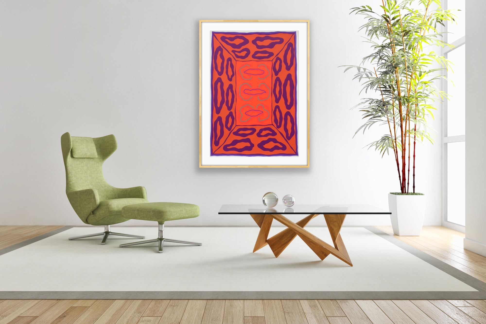Abstract Brian Eno A Benjamin Modern Limited Print 64 of 95 Red Orange 1970s  6