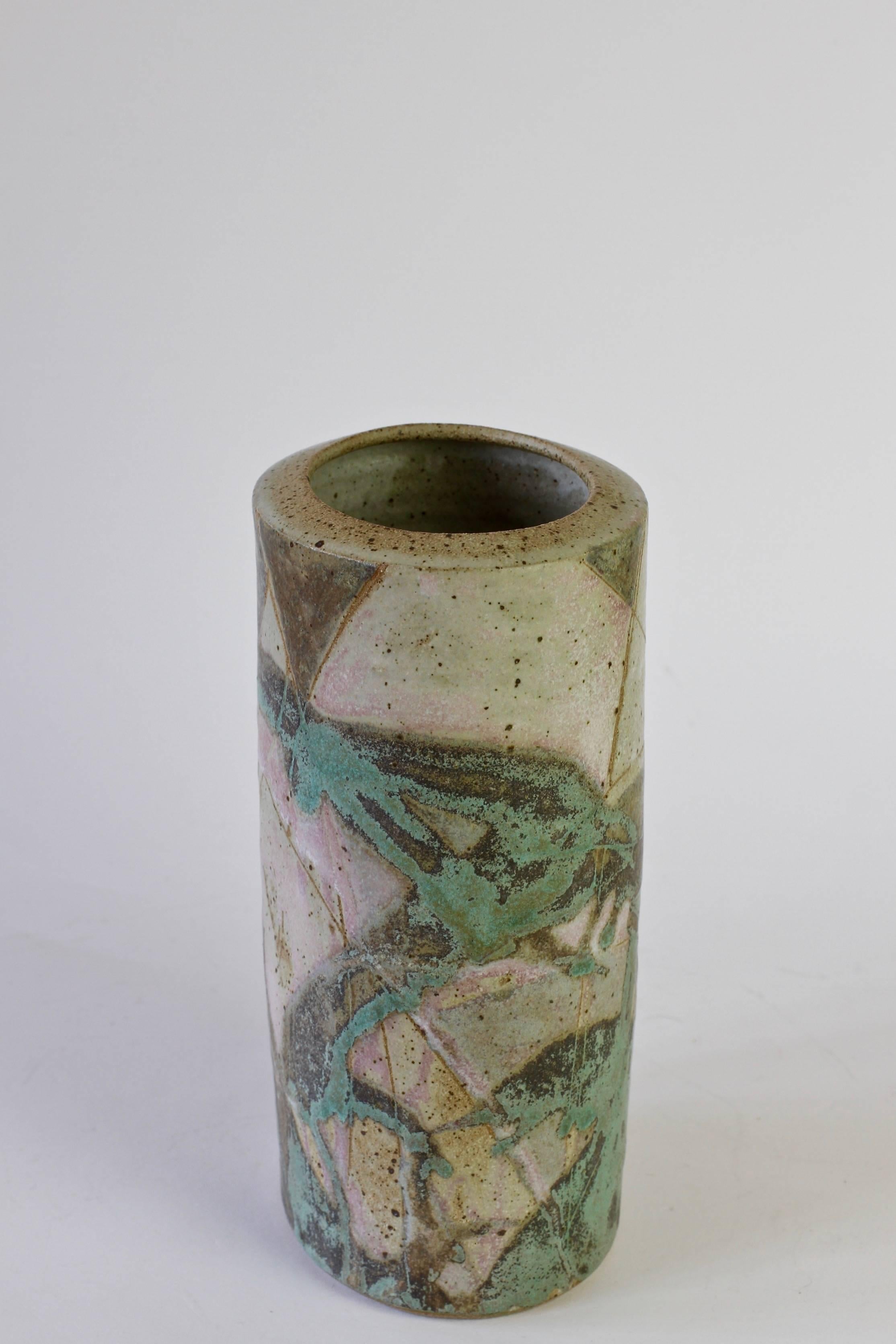 Late 20th Century Anthony Bernulf Hodge Signed British Postmodern Art Studio Pottery Vase, 1986