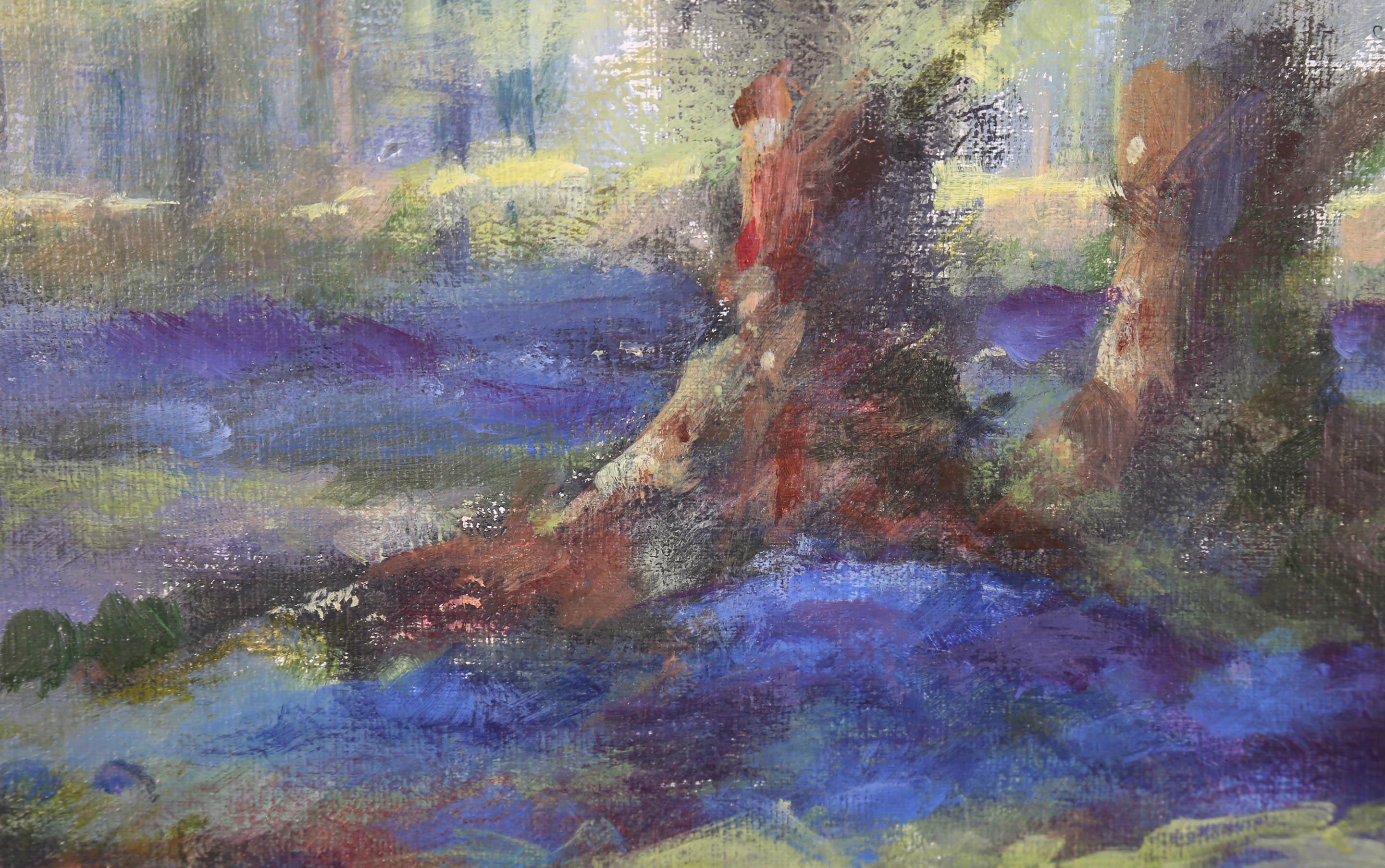 Anthony Bloomfield - Framed 20th Century Oil, Lilac Woods For Sale 3