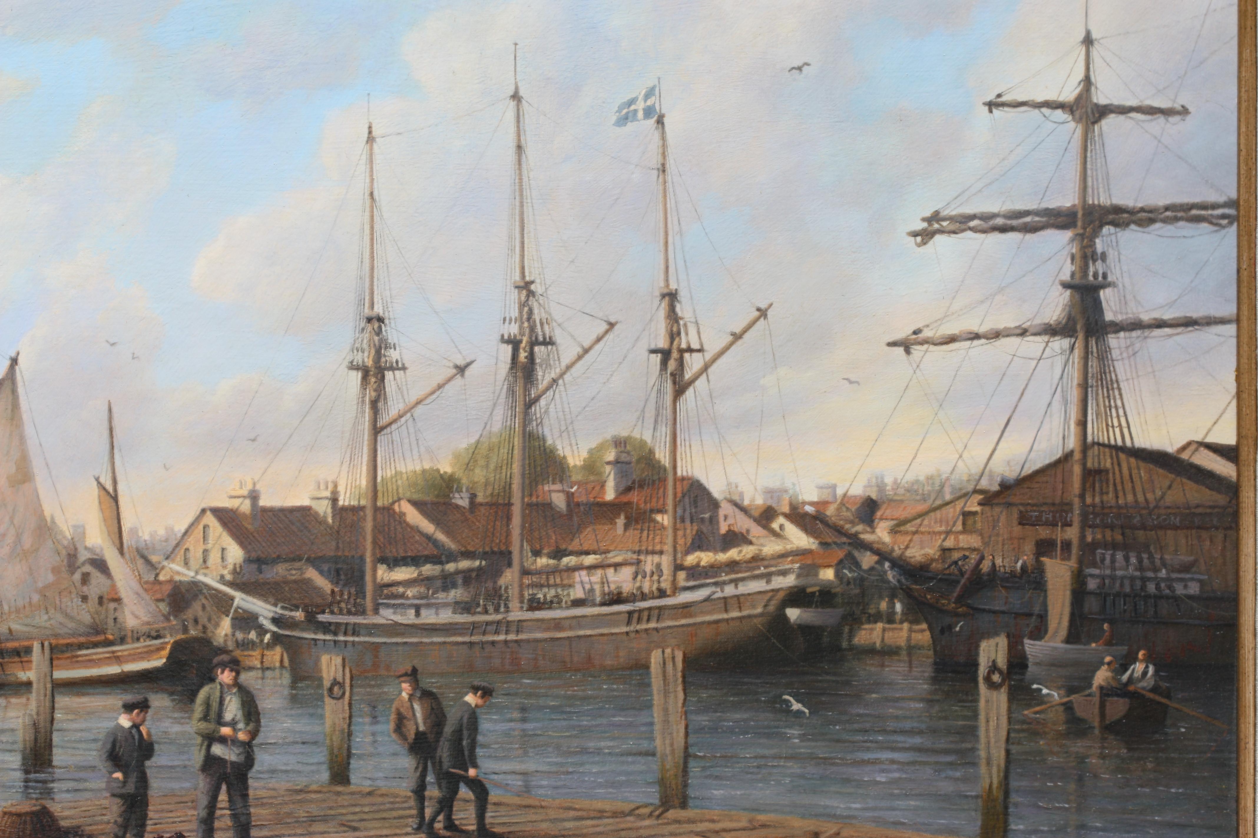 Anthony Brandrett (British, 20th Century) 
A Calm Day In The Harbor
signed Anthony Brandrett l/r 
oil on canvas 
Measures: Height 24.75 in. (62.86 cm.), 
Width 50 in. (127 cm.), 

Provenance: Sothebys 2006.
 