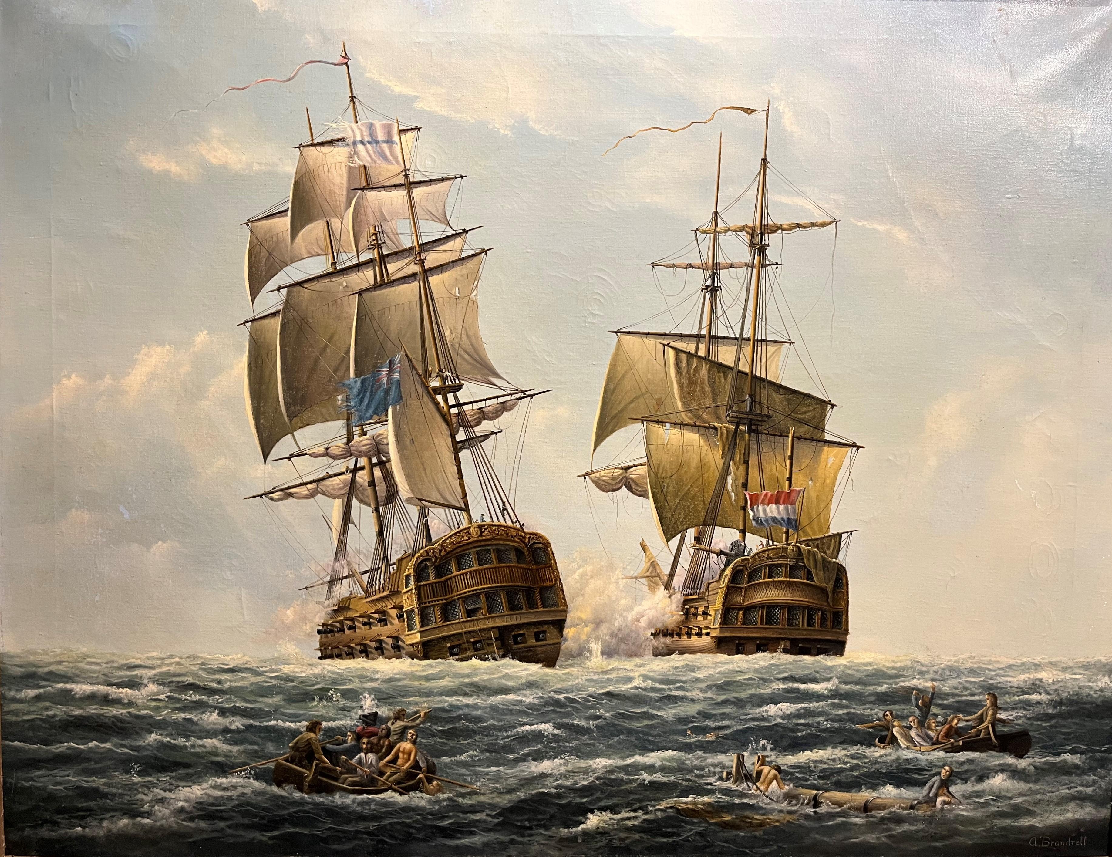 LARGE OIL PAINTING by ANTHONY BRANDRETT (NAVY ADMIRALTY 20th CENTURY PIECE  For Sale 2