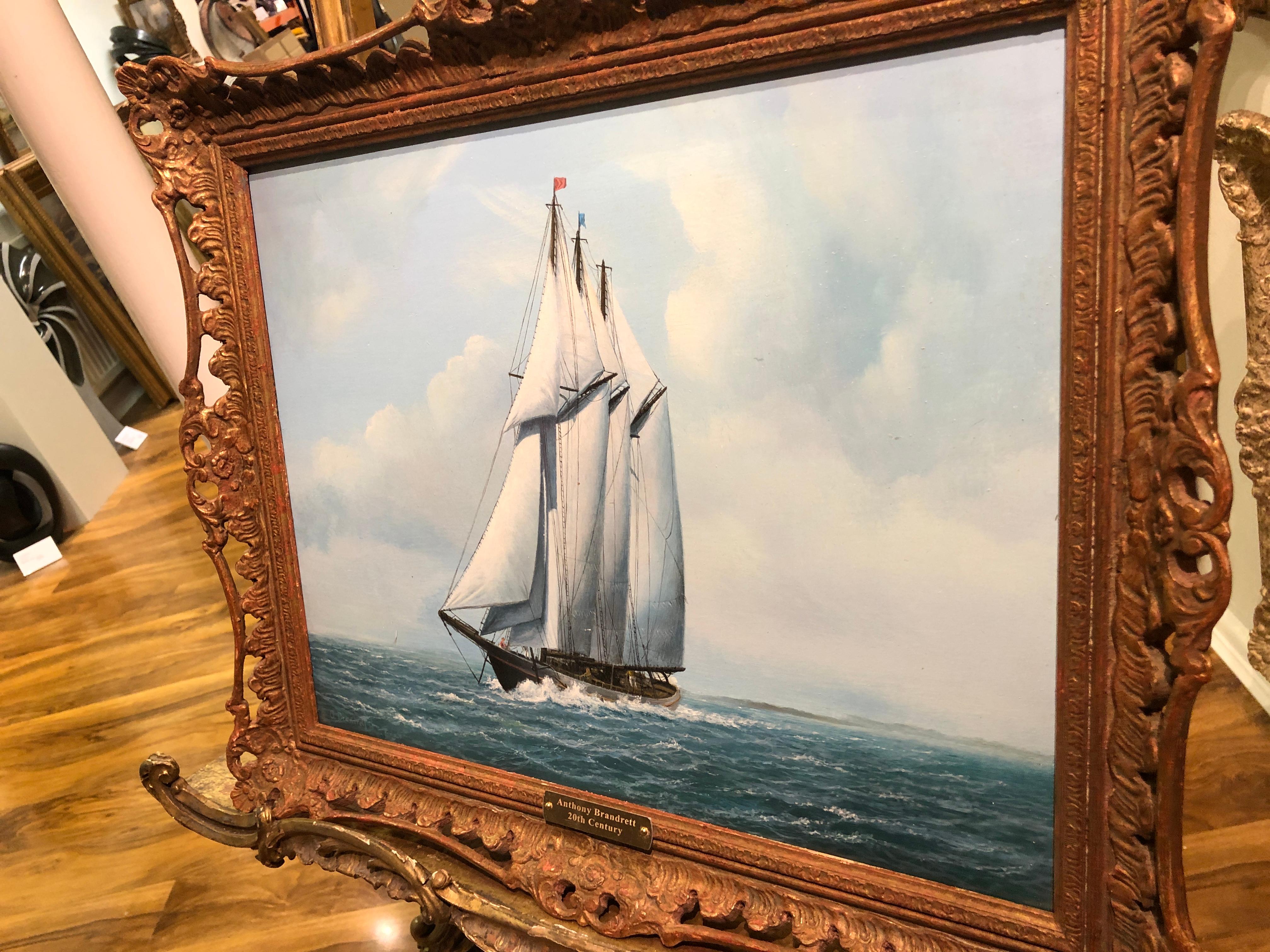 LARGE OIL PAINTING by ANTHONY BRANDRETT (NAVY ADMIRALTY 20th CENTURY PIECE  For Sale 4
