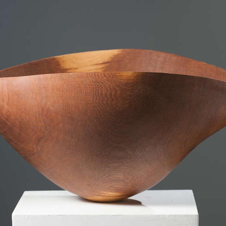 Large Brown Oak Vessel - Sculpture by Anthony Bryant