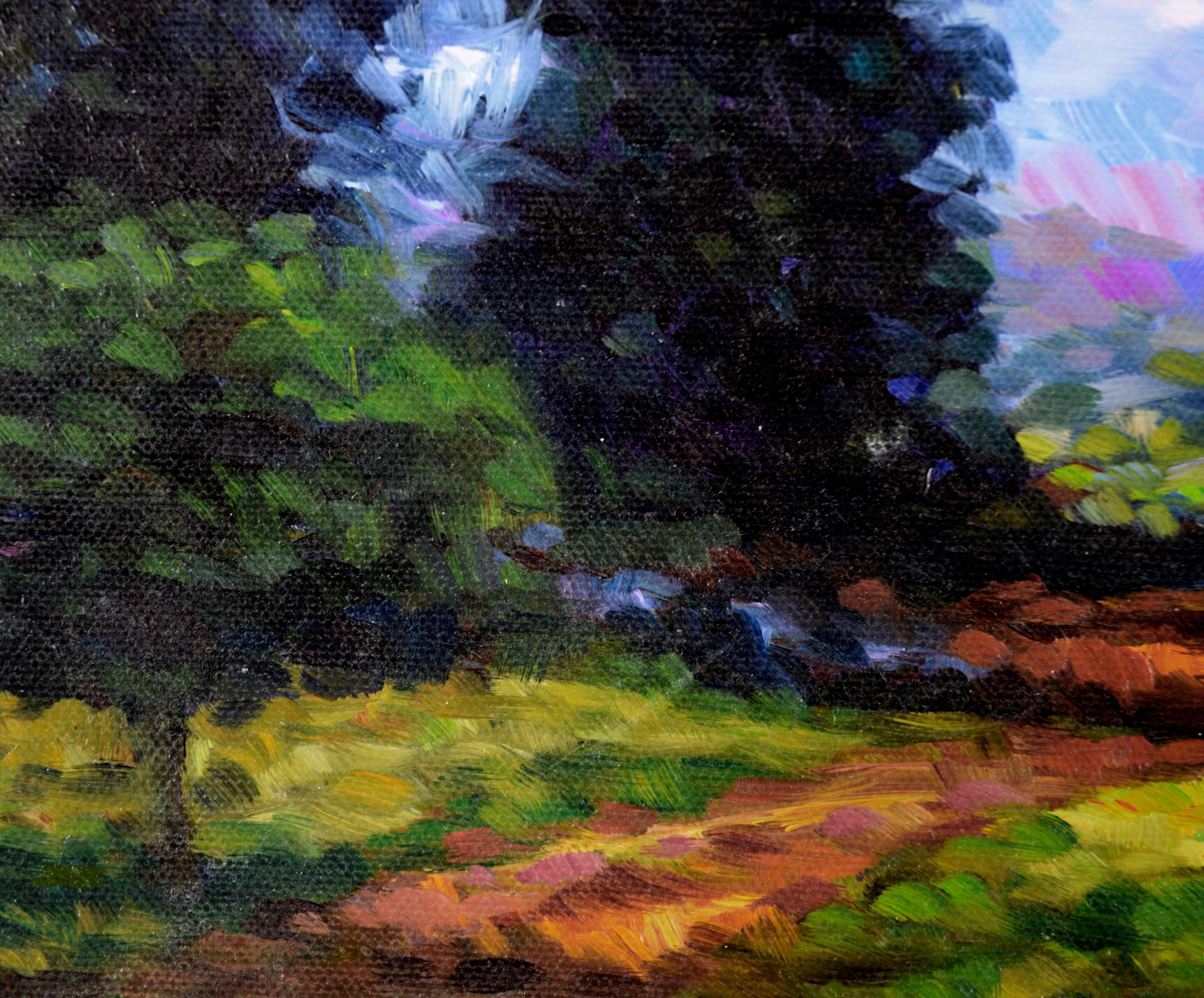 Path Under a Purple Sky - Small Vertical Landscape in Oil on Canvas 1