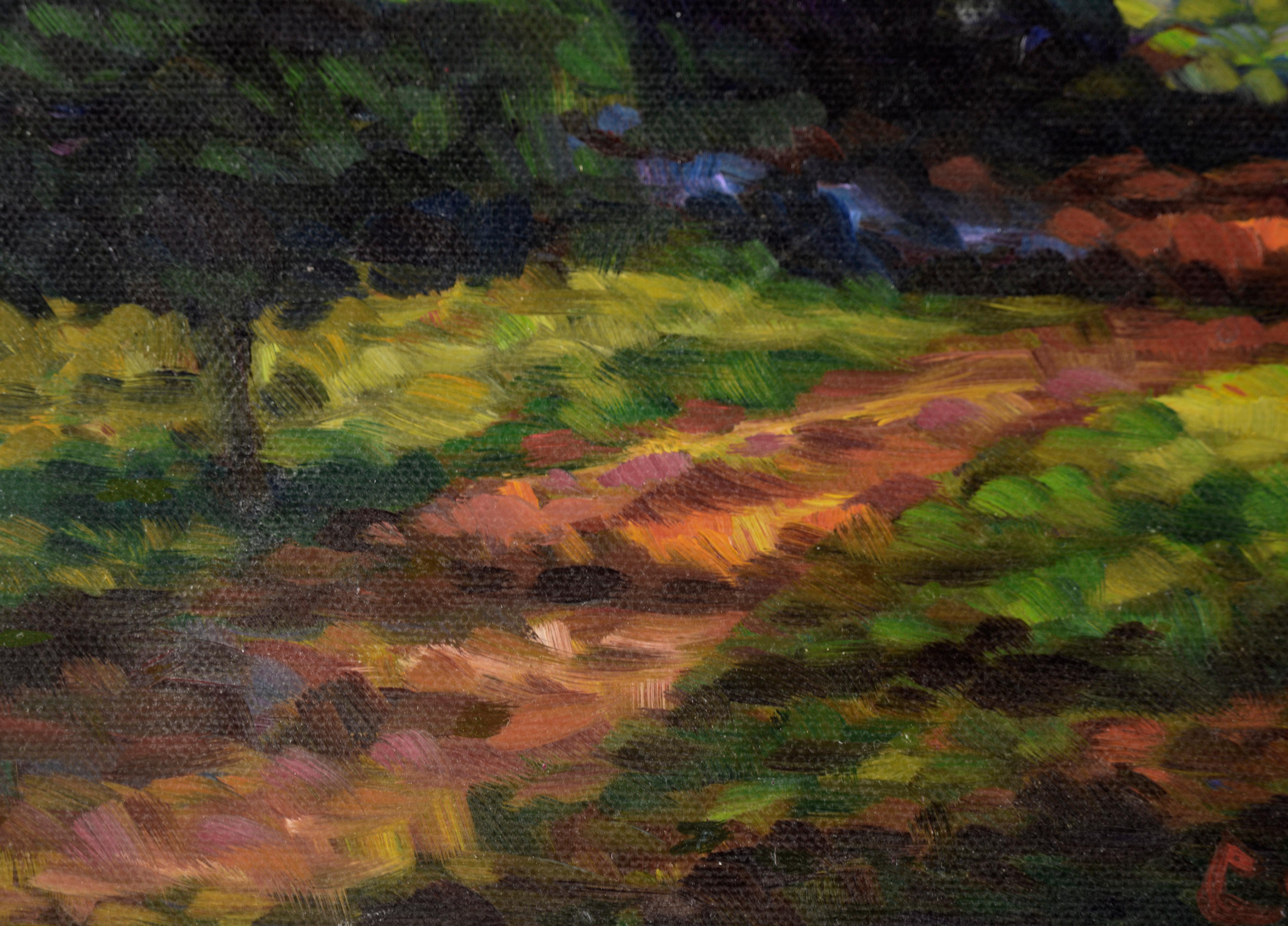 Path Under a Purple Sky - Small Vertical Landscape in Oil on Canvas 2