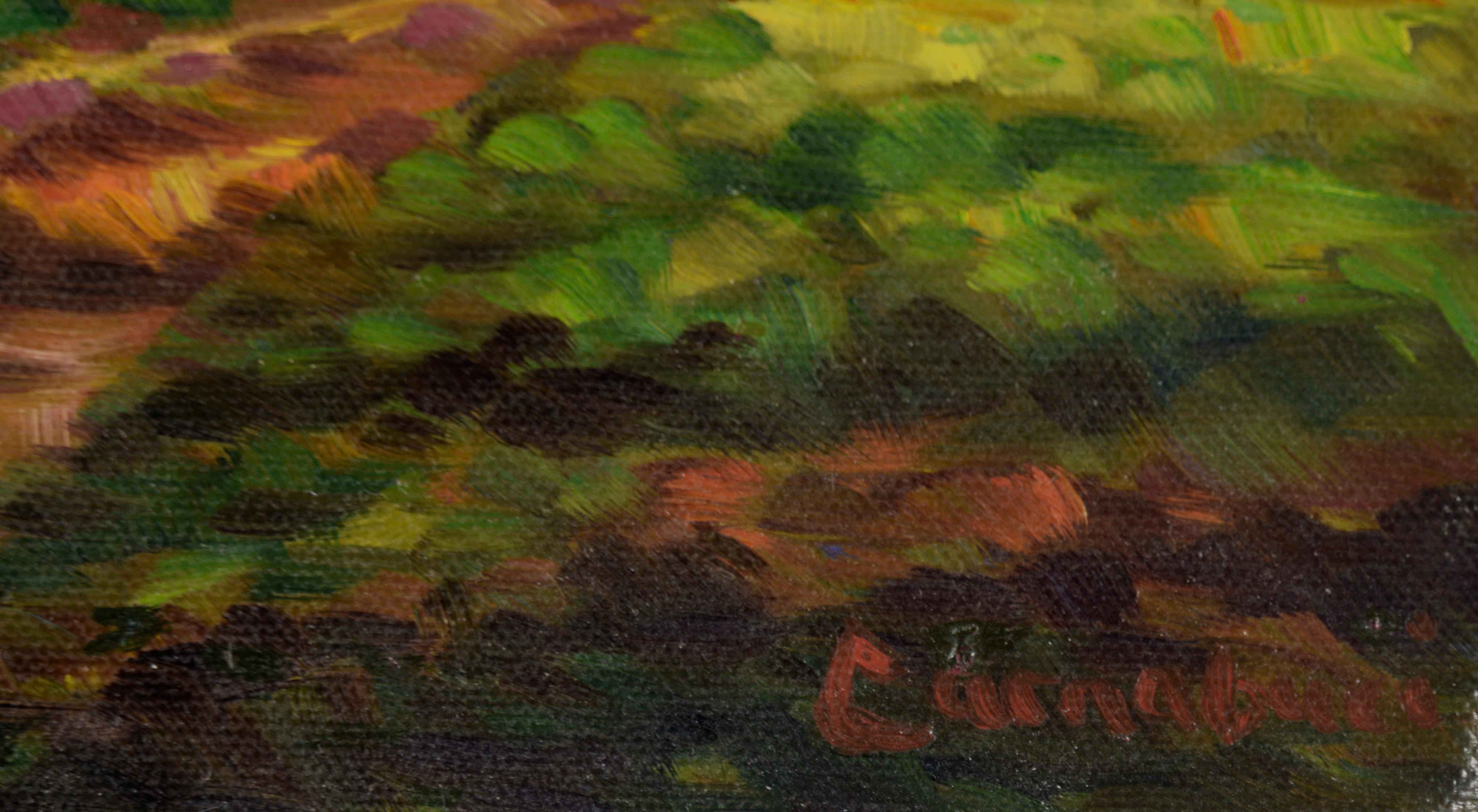 Path Under a Purple Sky - Small Vertical Landscape in Oil on Canvas 4