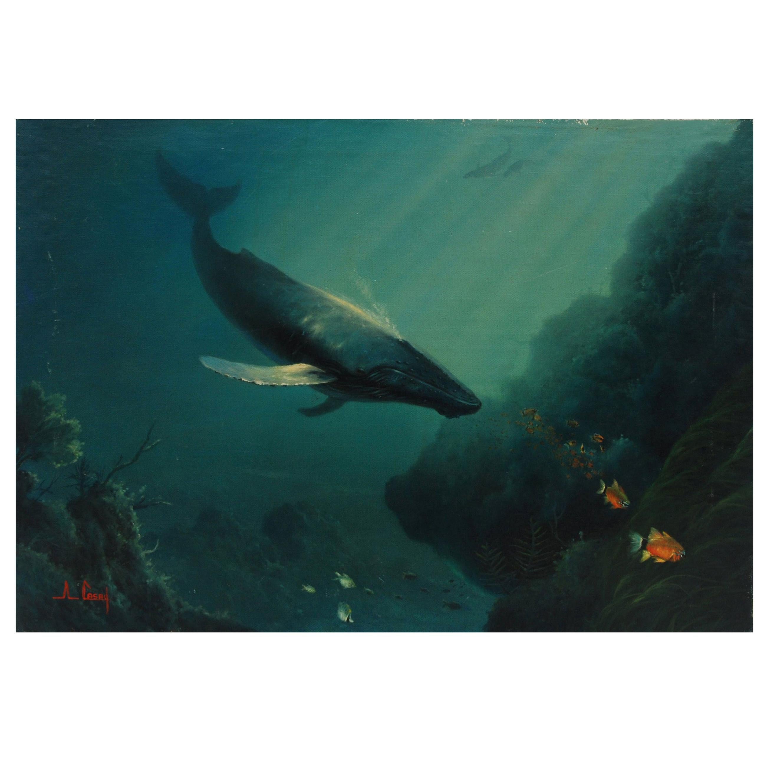 Anthony Casay Signed Marine Life Painting, 1989