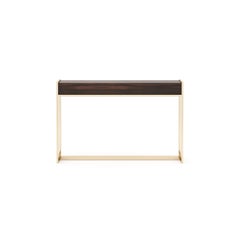 Contemporary wooden console entry table with metallic accents by Laskasas