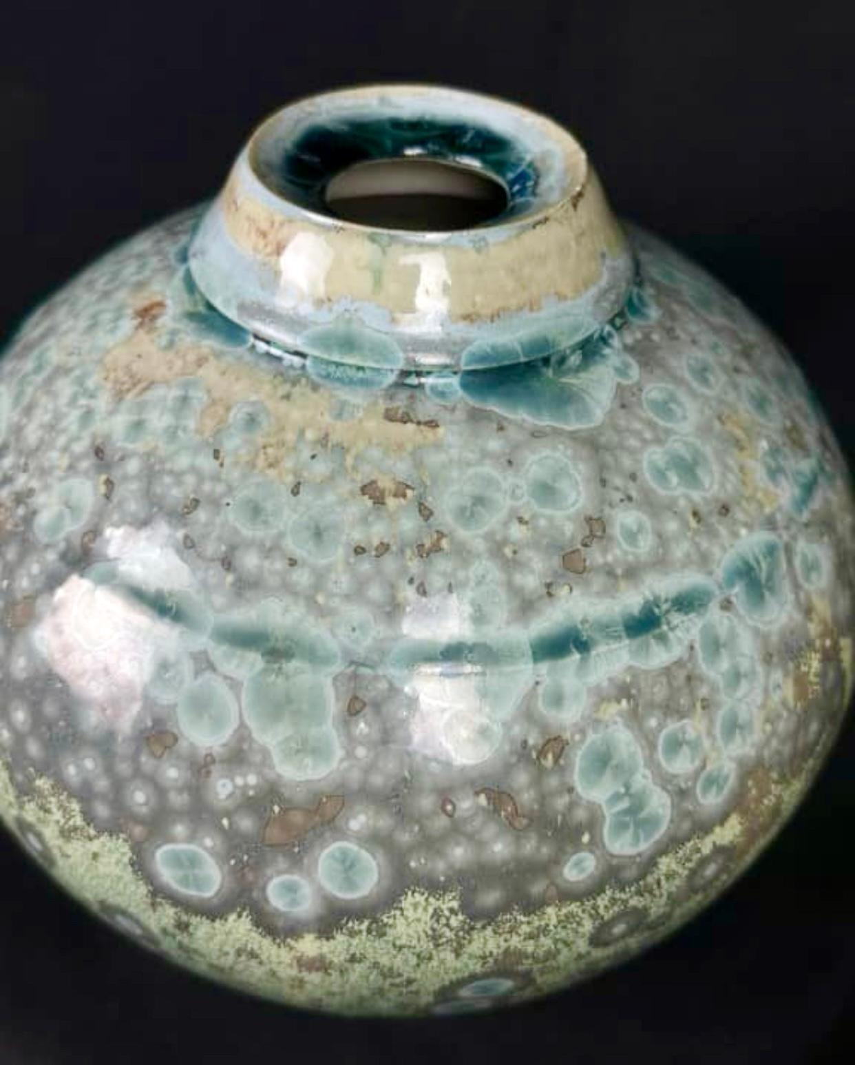 Glazed Anthony Conway, Crystalline Glaze Pottery Vase For Sale