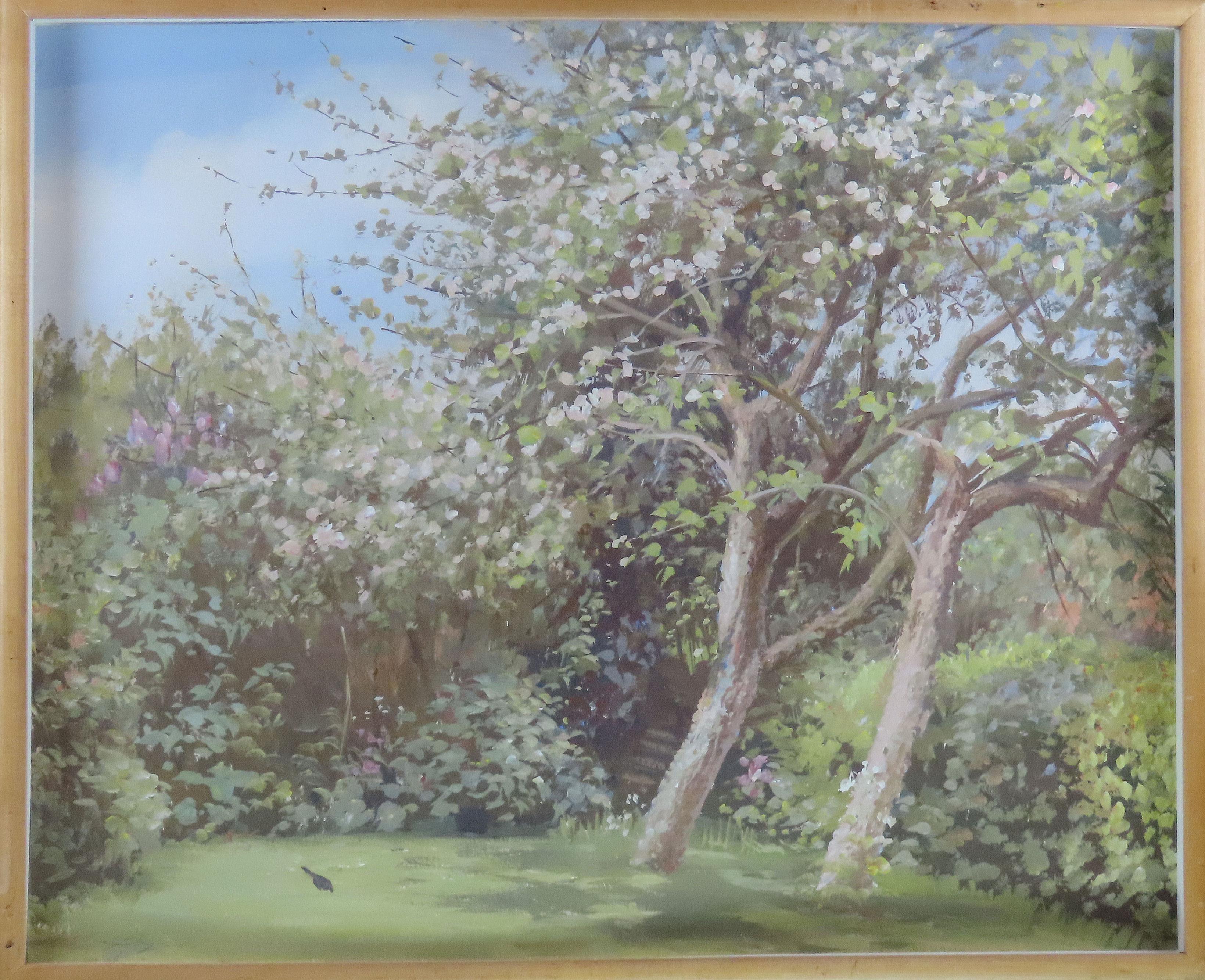 Anthony Day Landscape Painting – Original Gouache, ANTHONY DAY, „A Quiet Corner of the Garden“