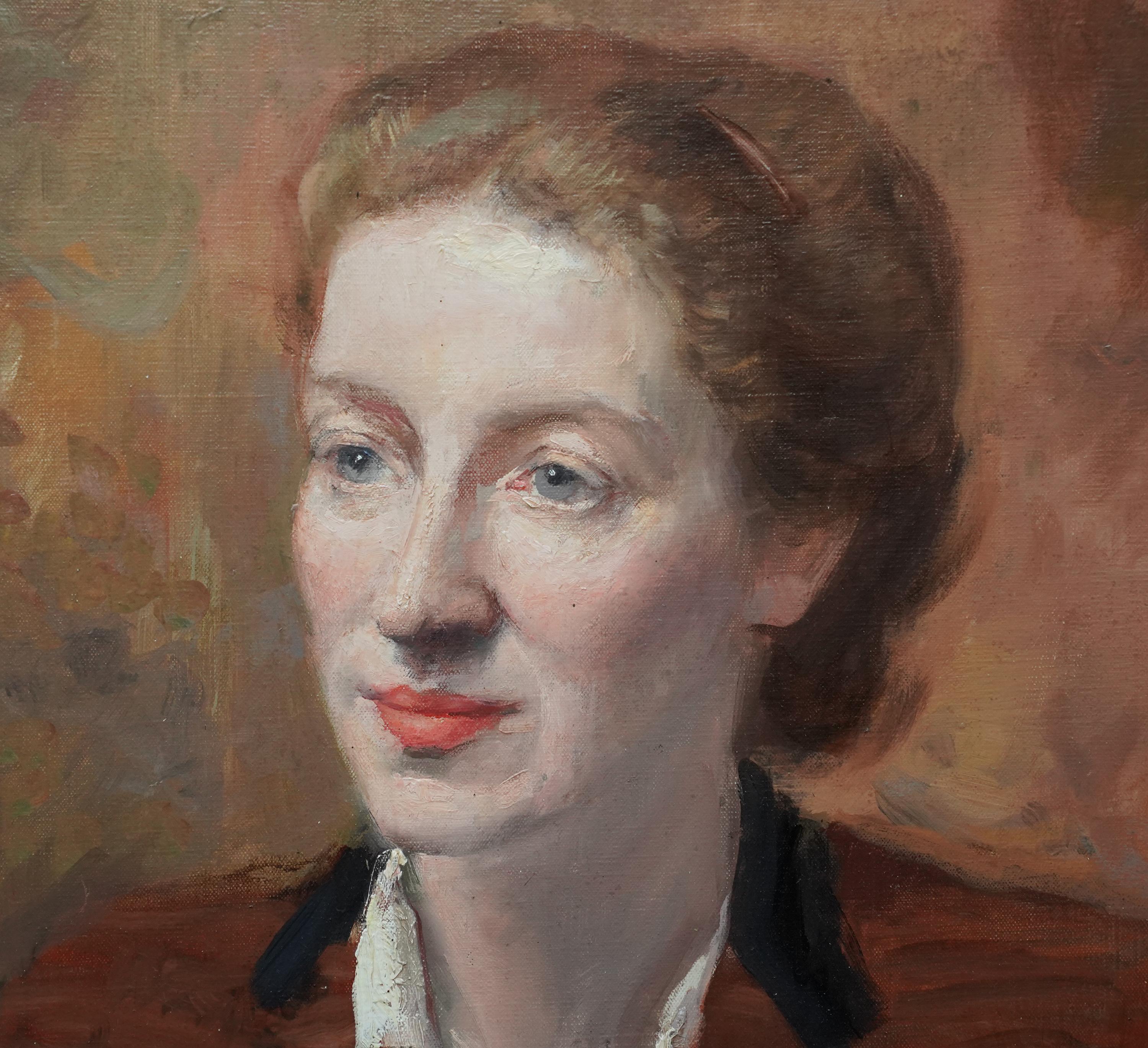 Portrait of Lady Audrey Norris - British 50s Post Impressionist art oil painting - Post-Impressionist Painting by Anthony Devas