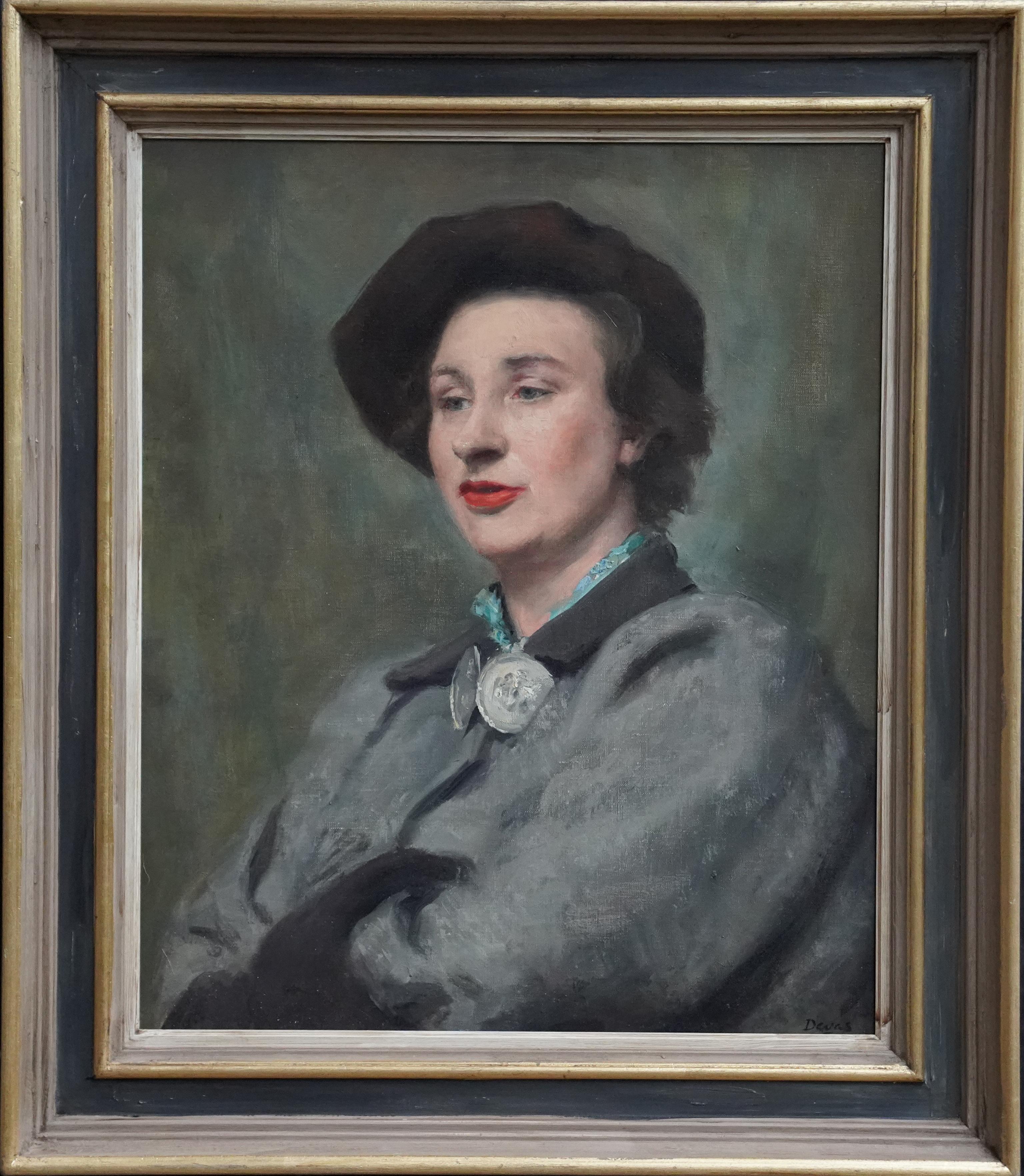 Post Impressionist Portrait - British 1950's art female portrait oil painting For Sale 7