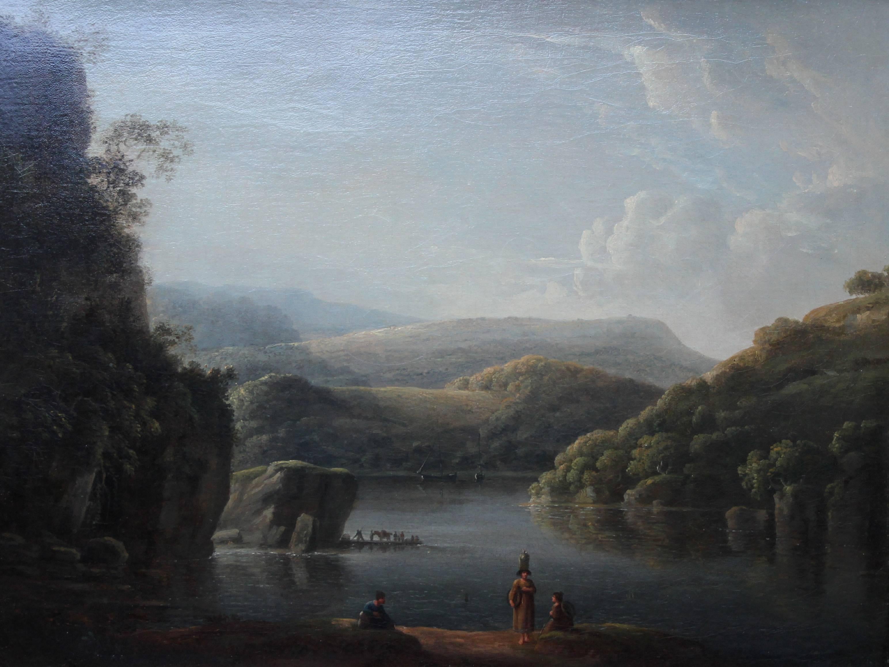 Glamorganshire from the Britton Ferry - British 18thC Old Master oil landscape  - Painting by Anthony Devis