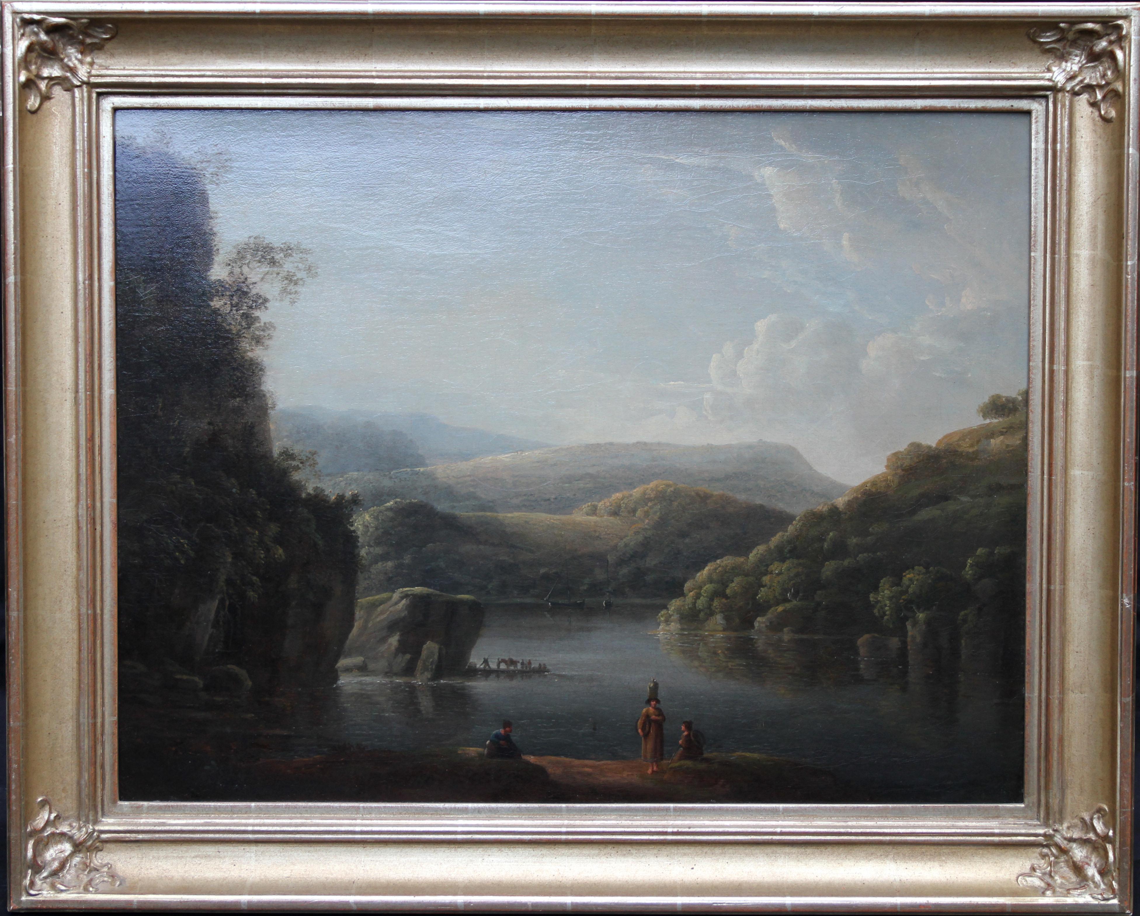 Glamorganshire from the Britton Ferry - British 18thC Old Master oil landscape  2