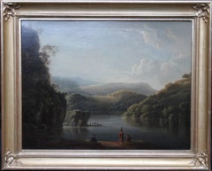 Glamorganshire from the Britton Ferry - British 18thC Old Master oil landscape 