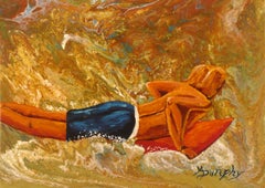 Surfer, technique mixte sur toile