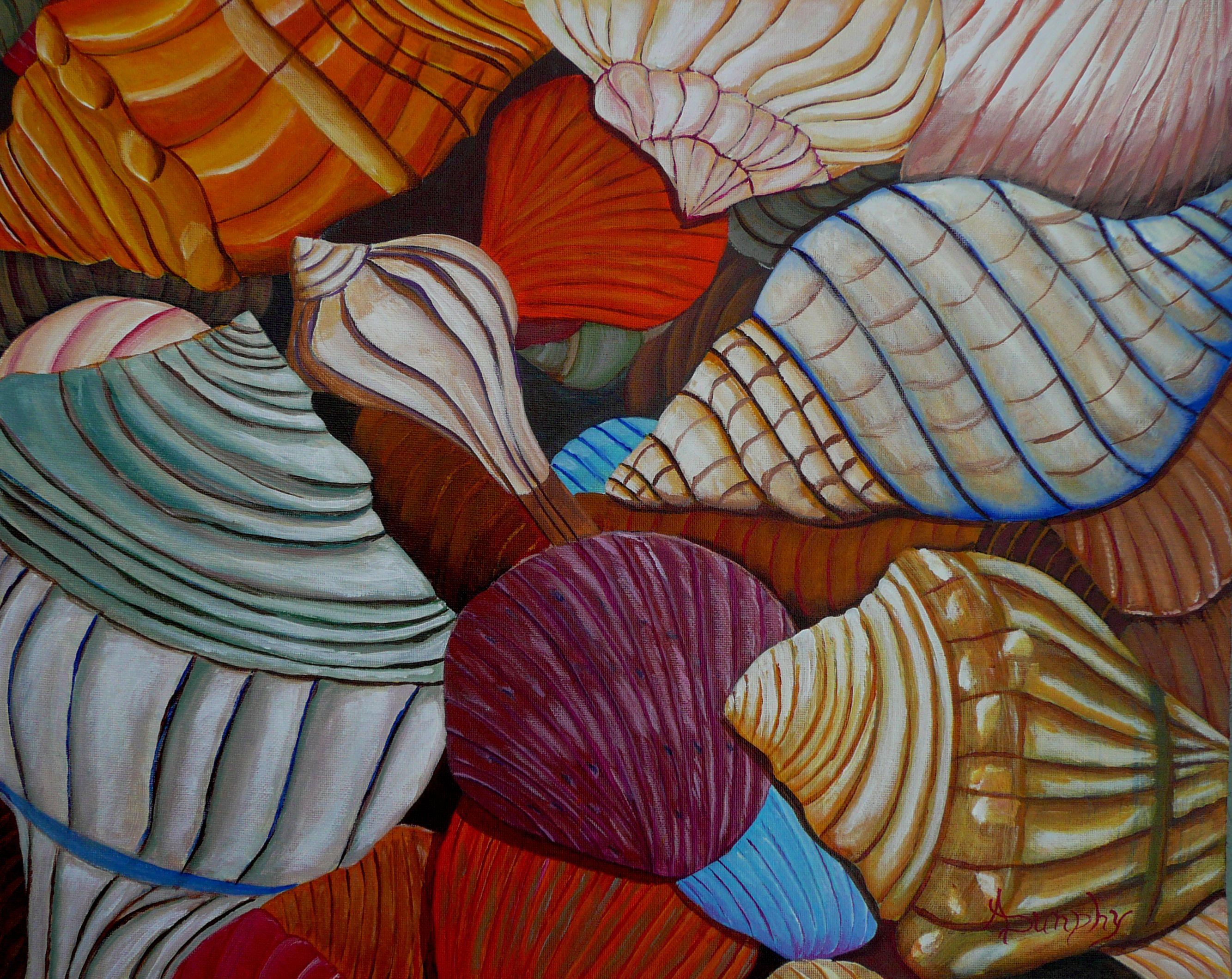 painting seashells with acrylic