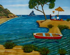 Beach Picnic, Painting, Acrylic on Paper