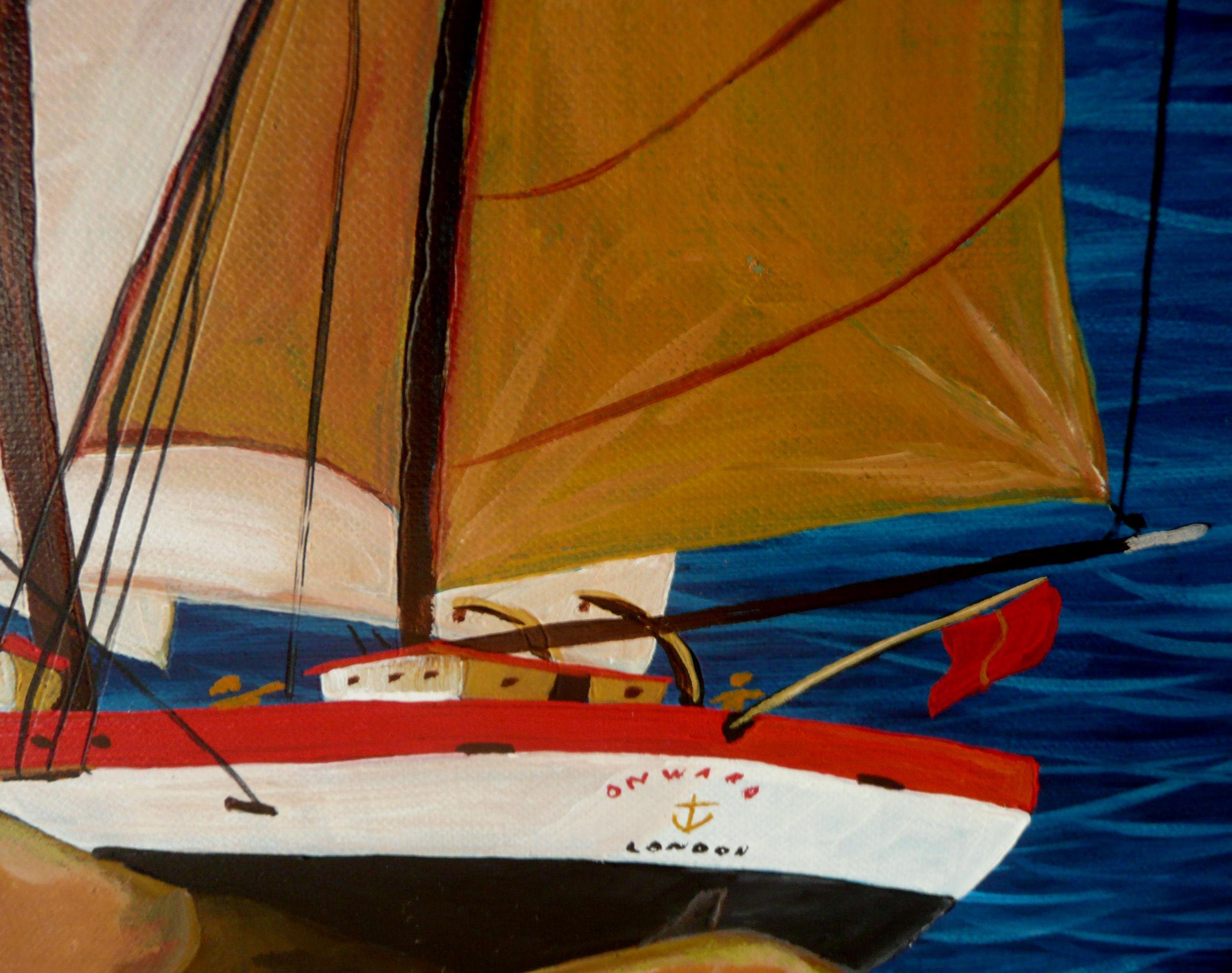 La emoción de ver a un par de grandes barcos hacerse a la mar nunca ha disminuido. Estos barcos navegan a toda vela cuando pasan cerca bajo el acantilado para atrapar la brisa de la costa para llenar sus velas y dirigirse a mar abierto.  Este