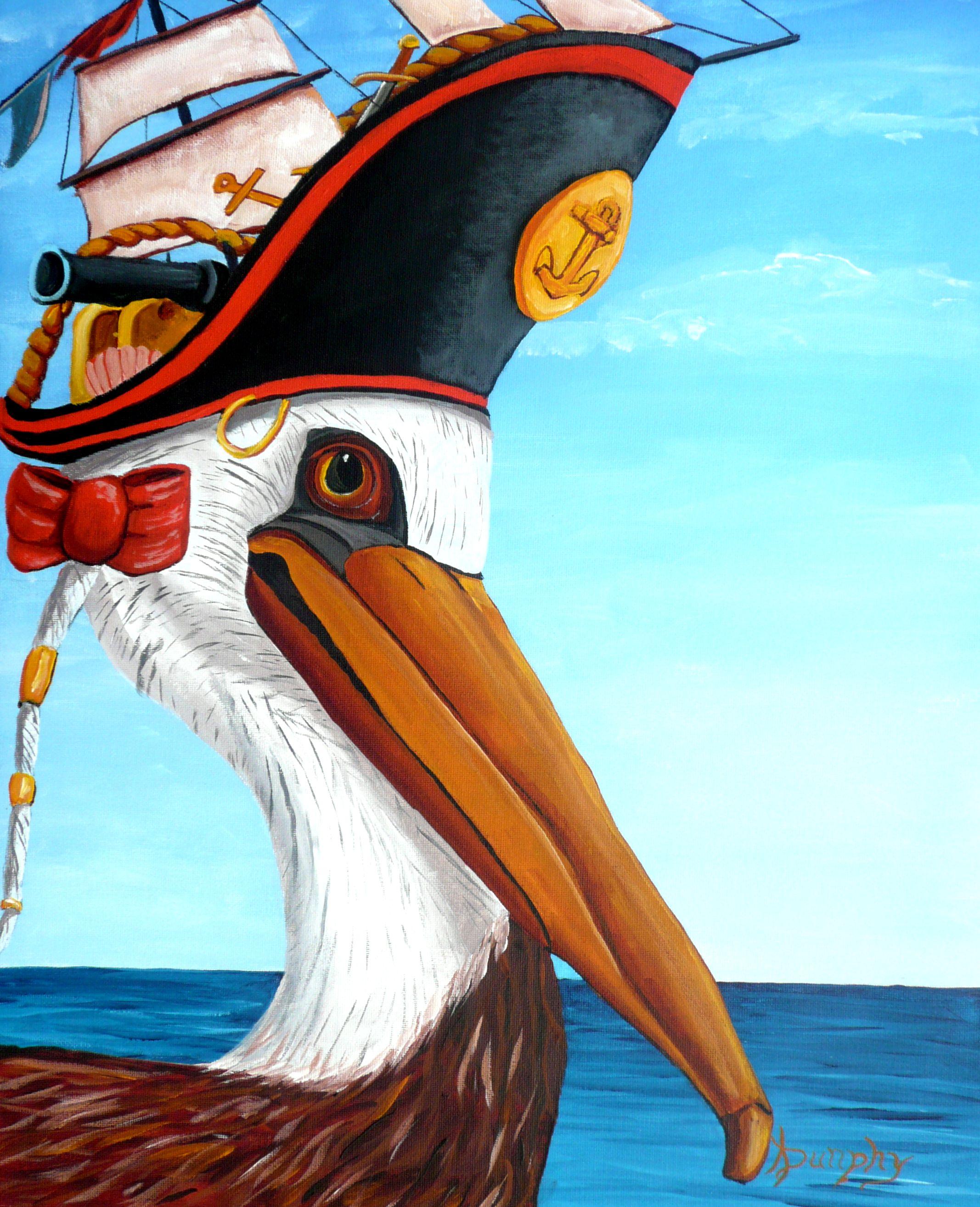 Capitano Pellicano, Pittura, Acrilico su tela - Painting di Anthony Dunphy
