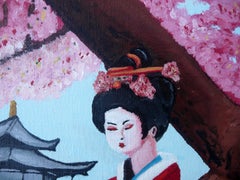 Cherry Blossom Season, Painting, Acrylic on Canvas