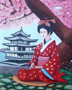 Cherry Blossom Season, Painting, Acrylic on Canvas
