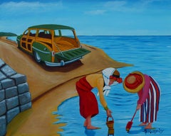 Clam Digging, Painting, Acrylic on Paper