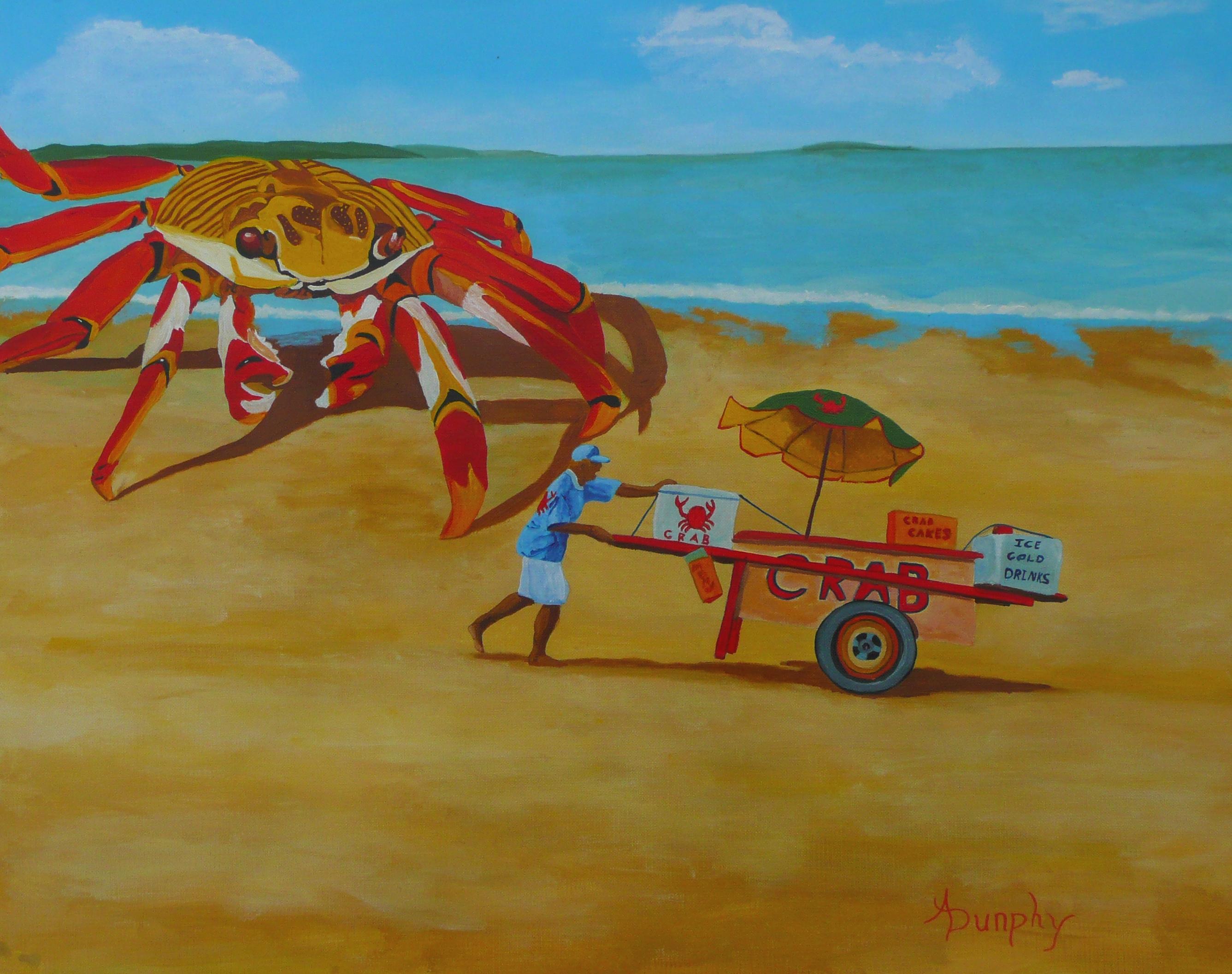 Krabbengefäß, Gemälde, Acryl auf Papier – Painting von Anthony Dunphy