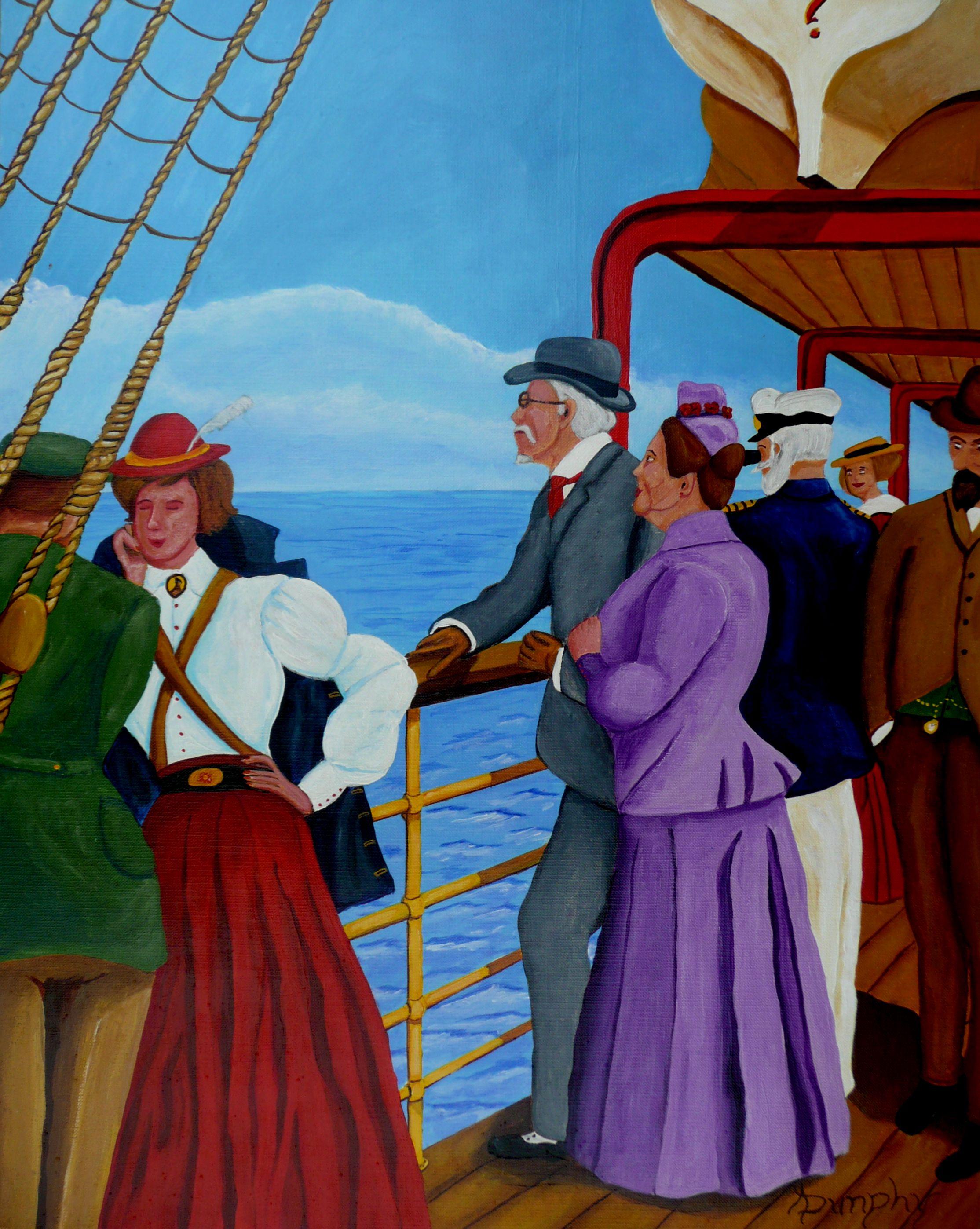 Cruceros en cubierta, Pintura, Acrílico sobre papel - Painting Contemporáneo de Anthony Dunphy