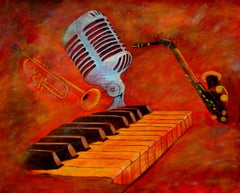 Jazz foncé et fumé, peinture, acrylique sur toile