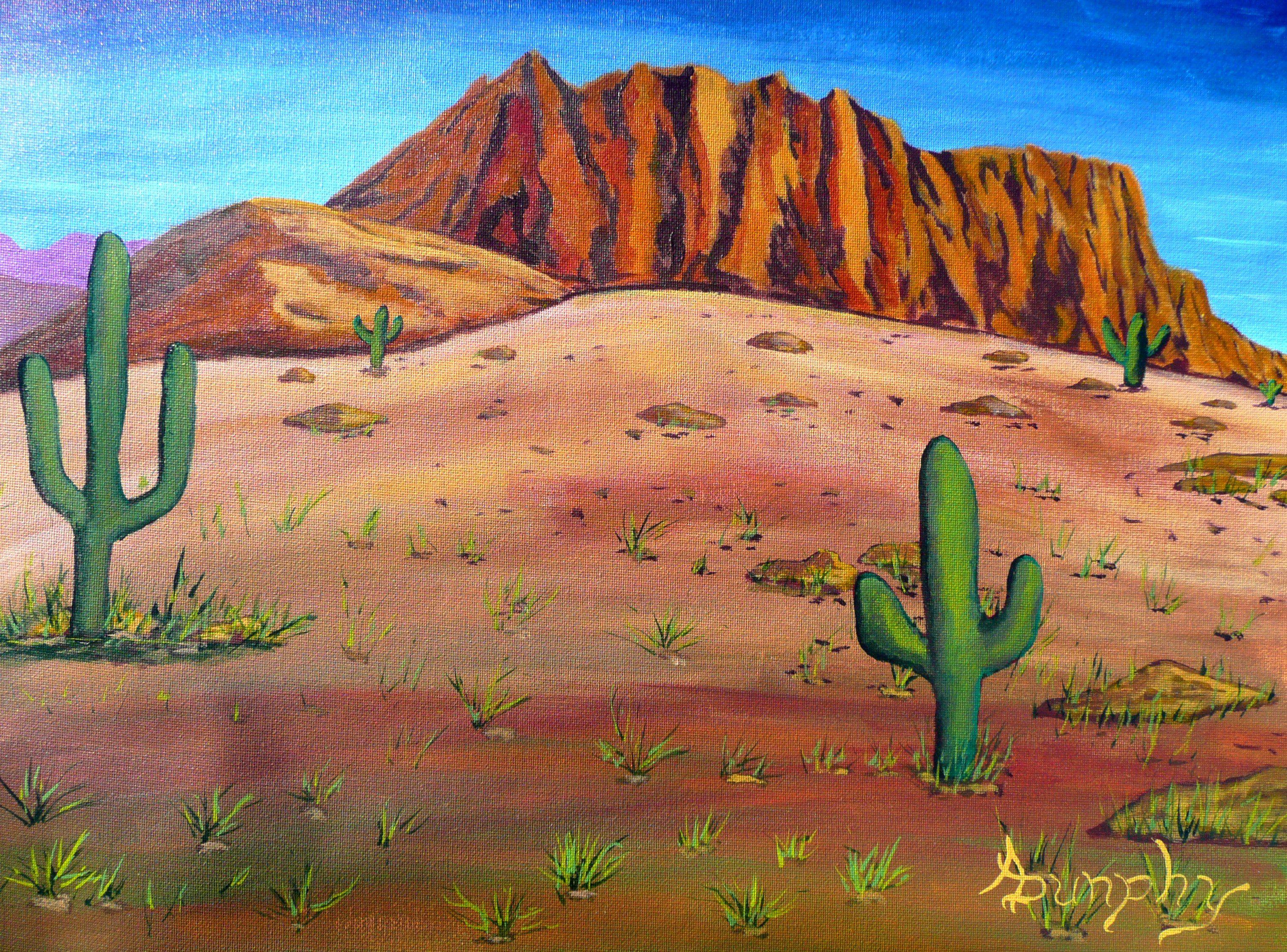 Landscape Painting di Anthony Dunphy - Deserto deserto, Pittura, Acrilico su tela