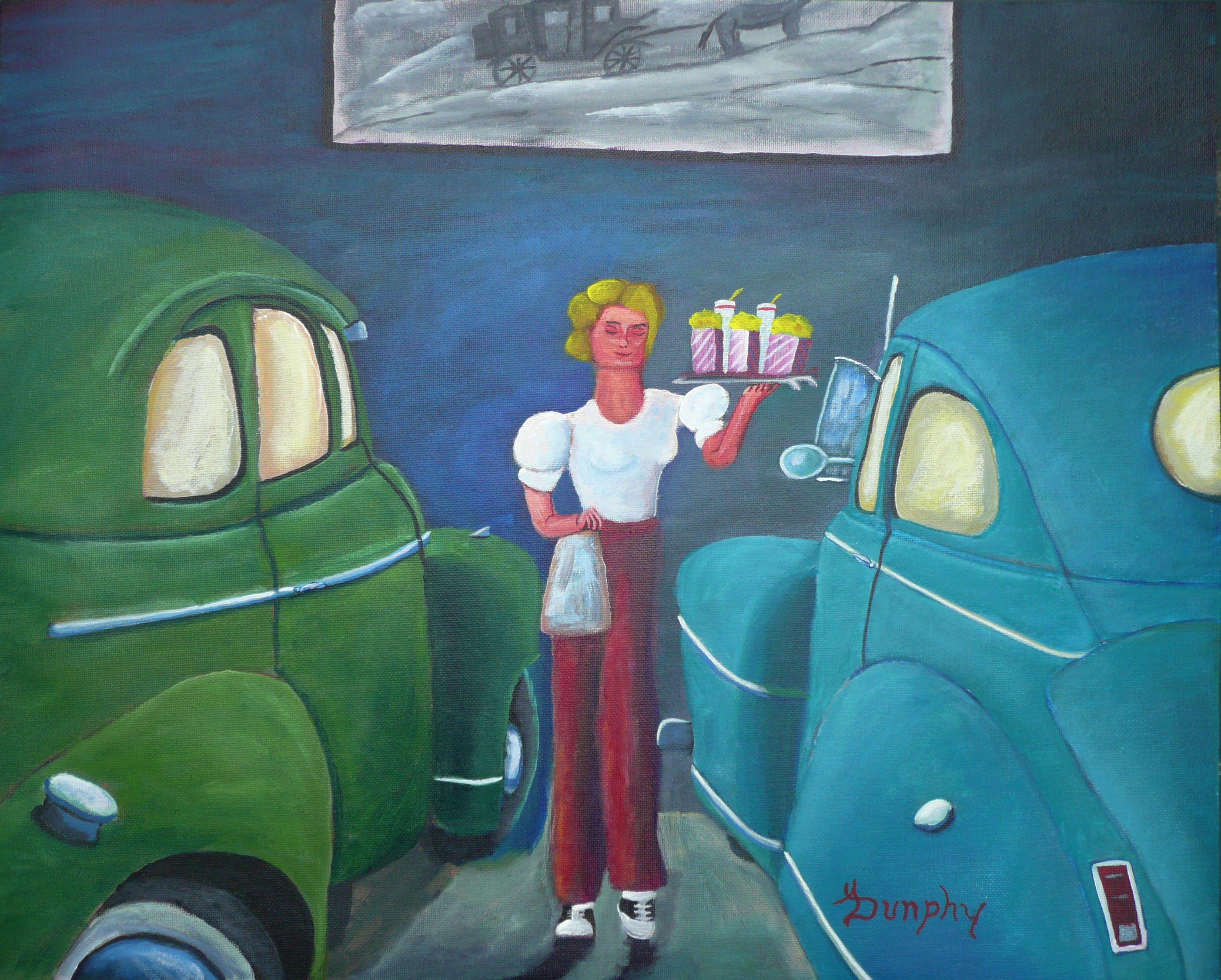 Cena y película, Pintura, Acrílico sobre lienzo - Painting de Anthony Dunphy