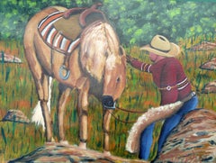Empty Saddle, Painting, Acrylic on Paper