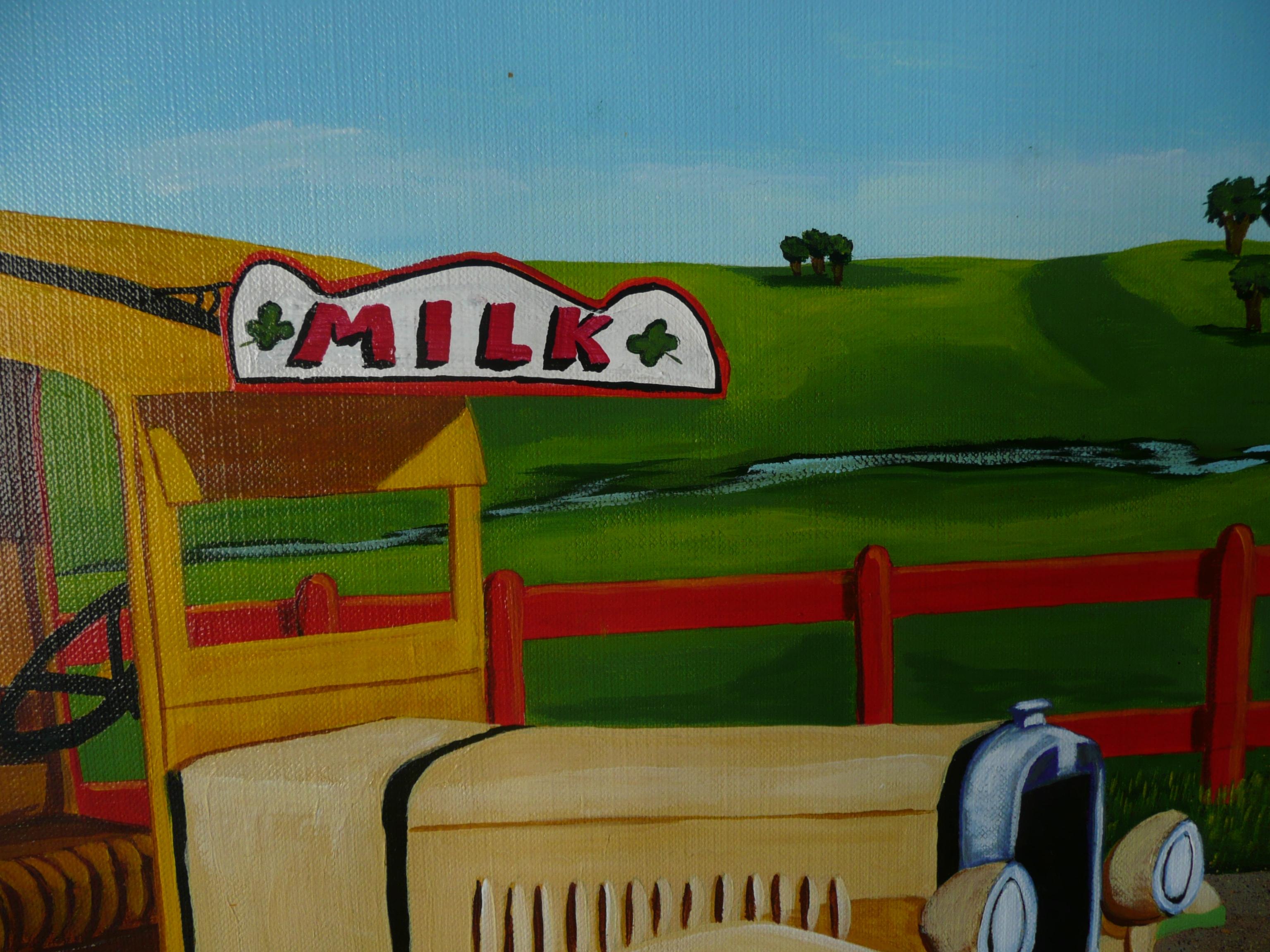 About one hundred years ago this truck would have brought you milk,cheese or butter straight from the farm to your kitchen. :: Painting :: Impressionist :: This piece comes with an official certificate of authenticity signed by the artist :: Ready