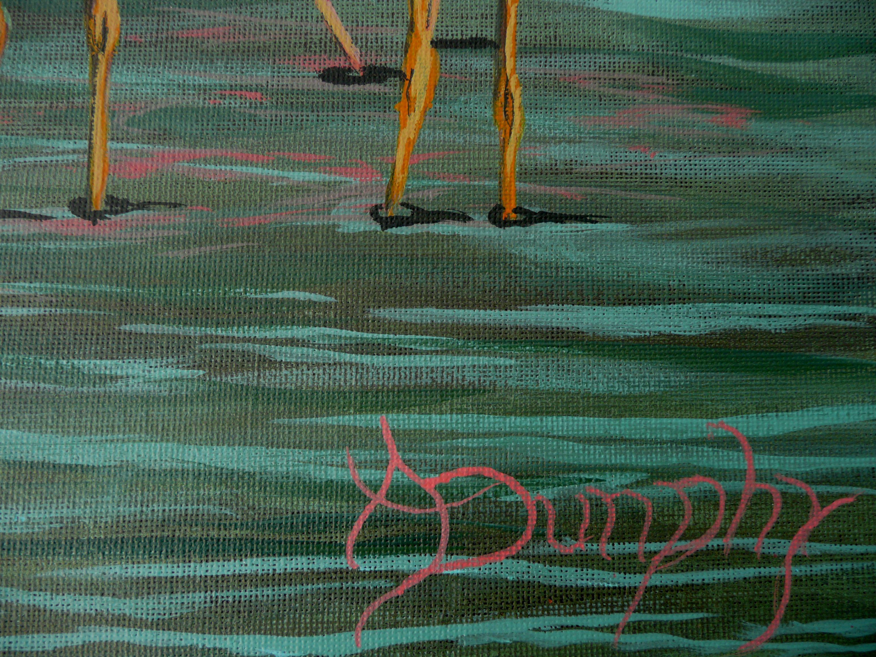 flamingo acrylic painting