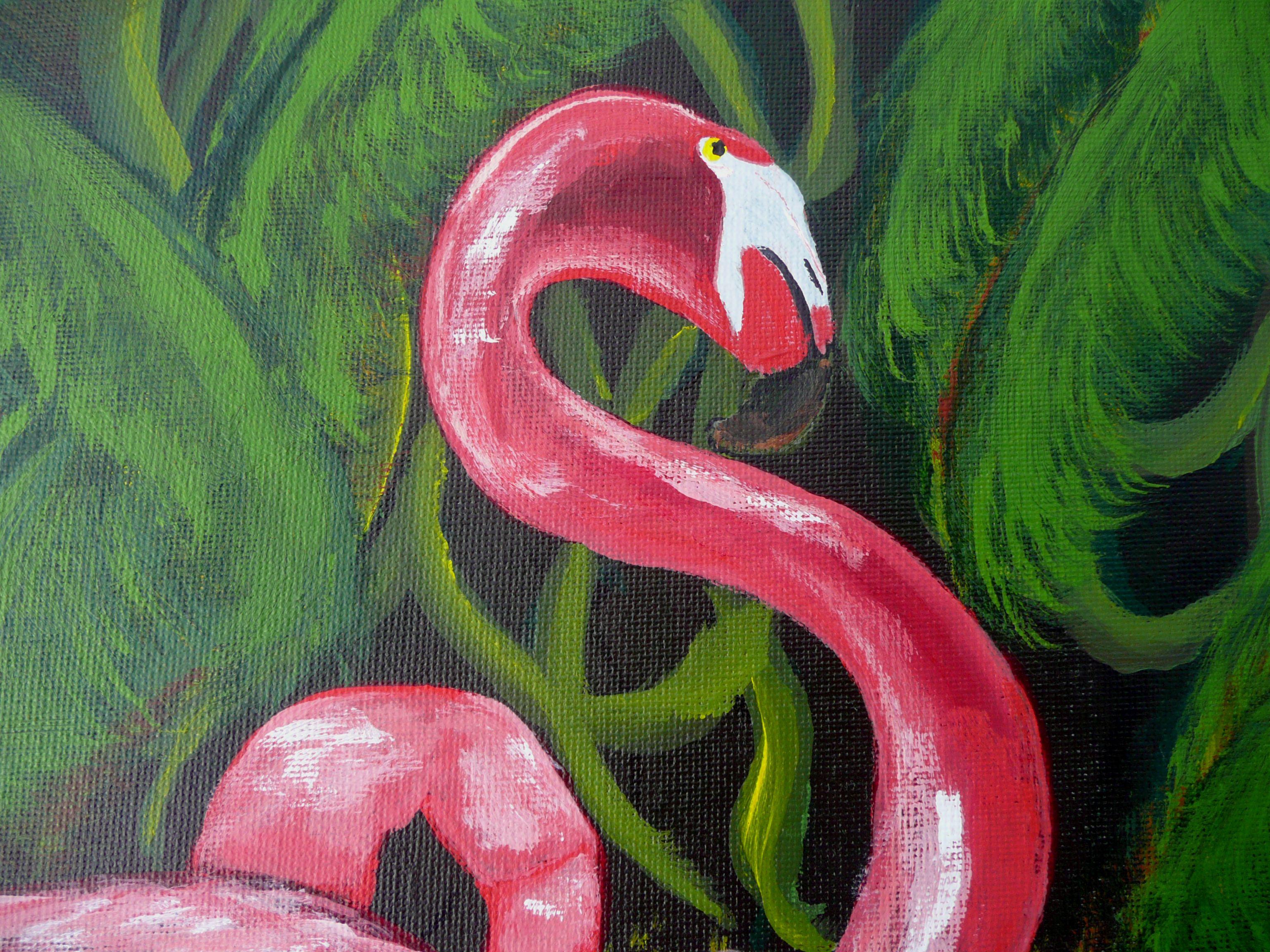 flamingo painting on canvas