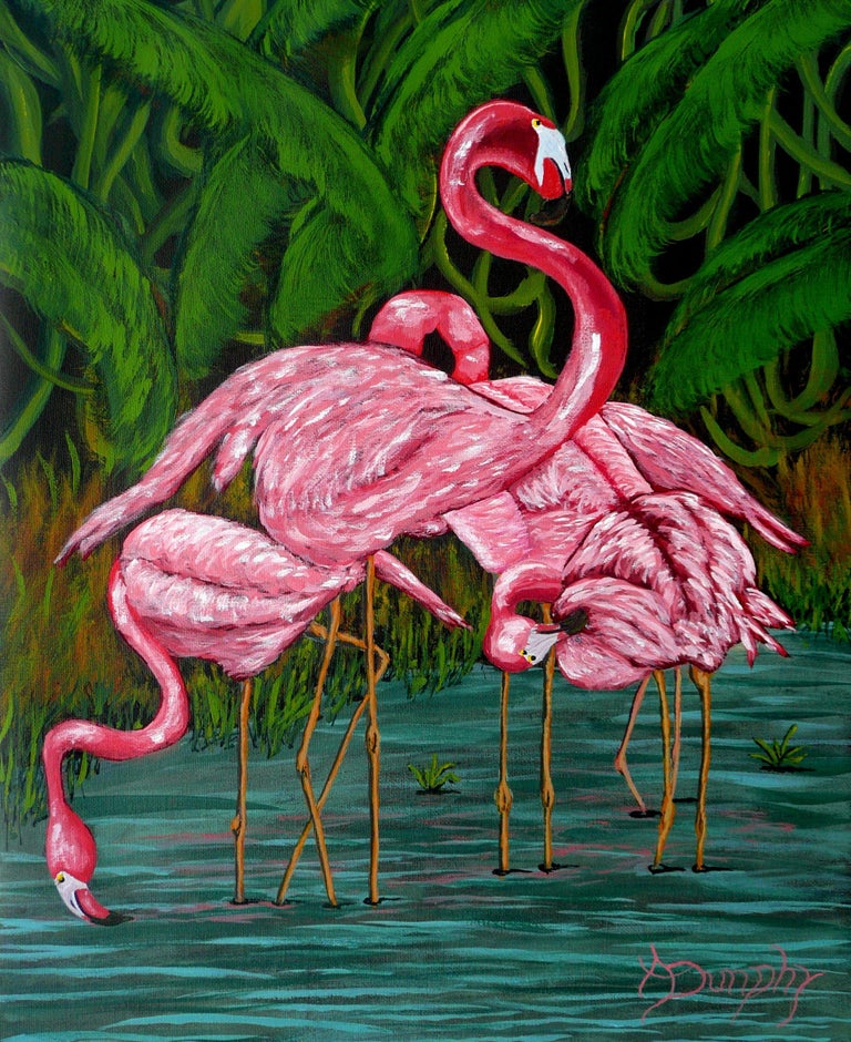 Anthony Dunphy – Flamingo, Gemälde, Acryl auf Leinwand im Angebot bei  1stDibs