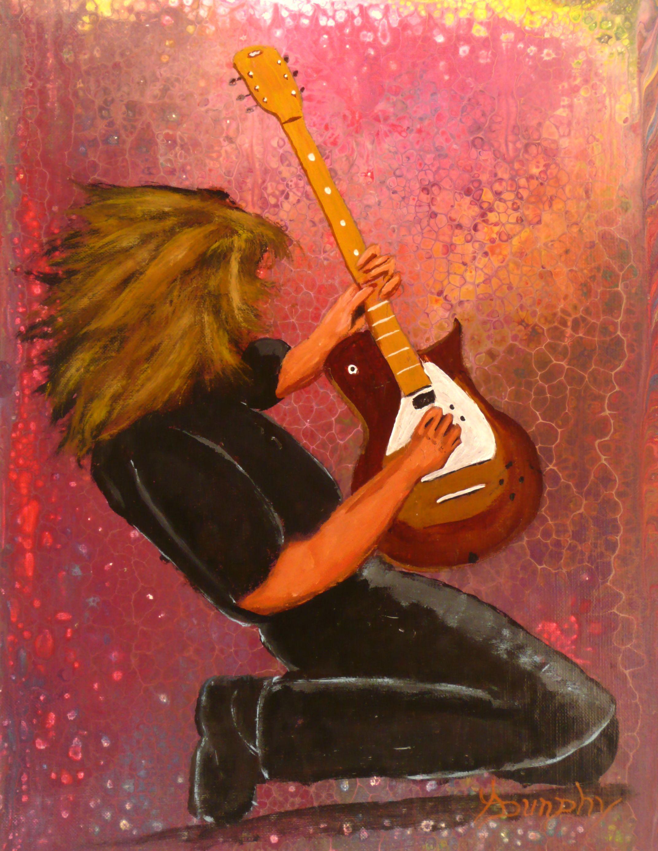 Abstract Painting di Anthony Dunphy - Guitar Hero, Pittura, Acrilico su tela
